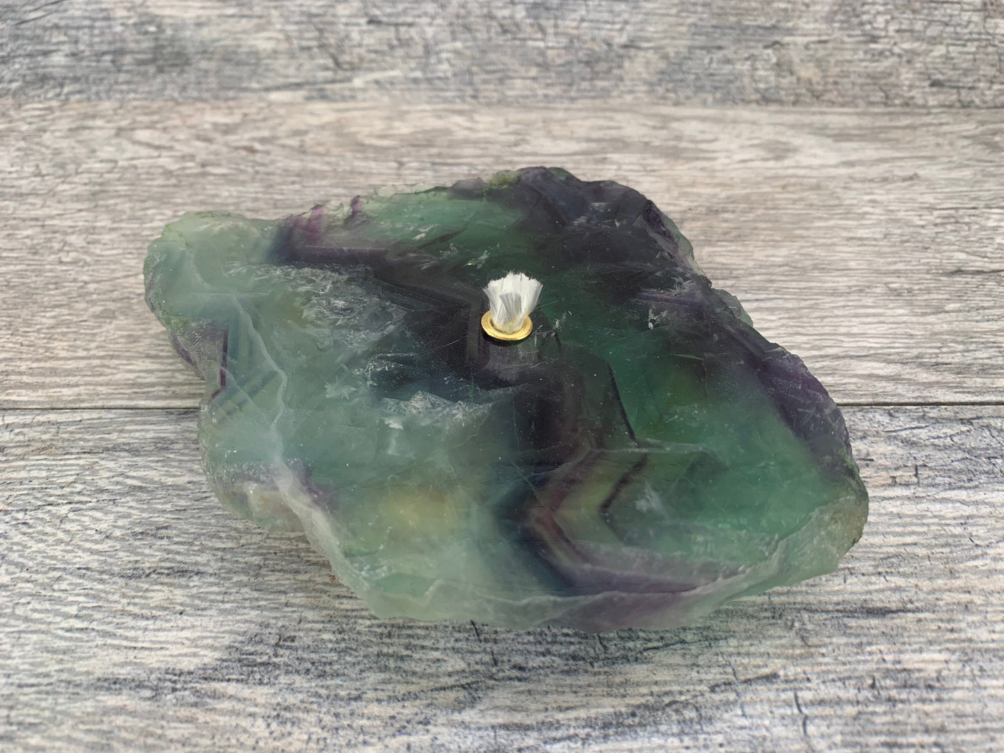 Fluorite Rock Candle, Rainbow Fluorite Oil Lamp, Fluorite Candle, Crystal Oil Lamp, Crystal Shop, Canyon Crystals, Unique home decor