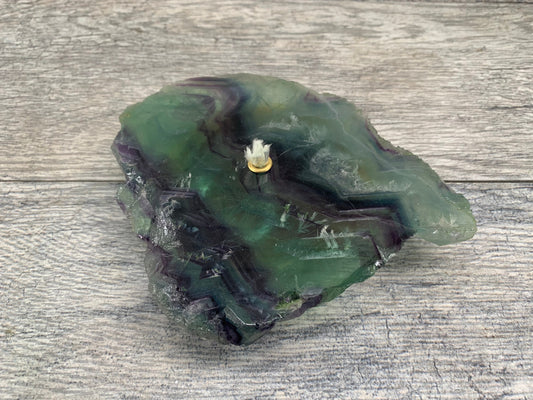 Fluorite Rock Candle, Rainbow Fluorite Oil Lamp, Fluorite Candle, Crystal Oil Lamp, Crystal Shop, Canyon Crystals, Unique home decor