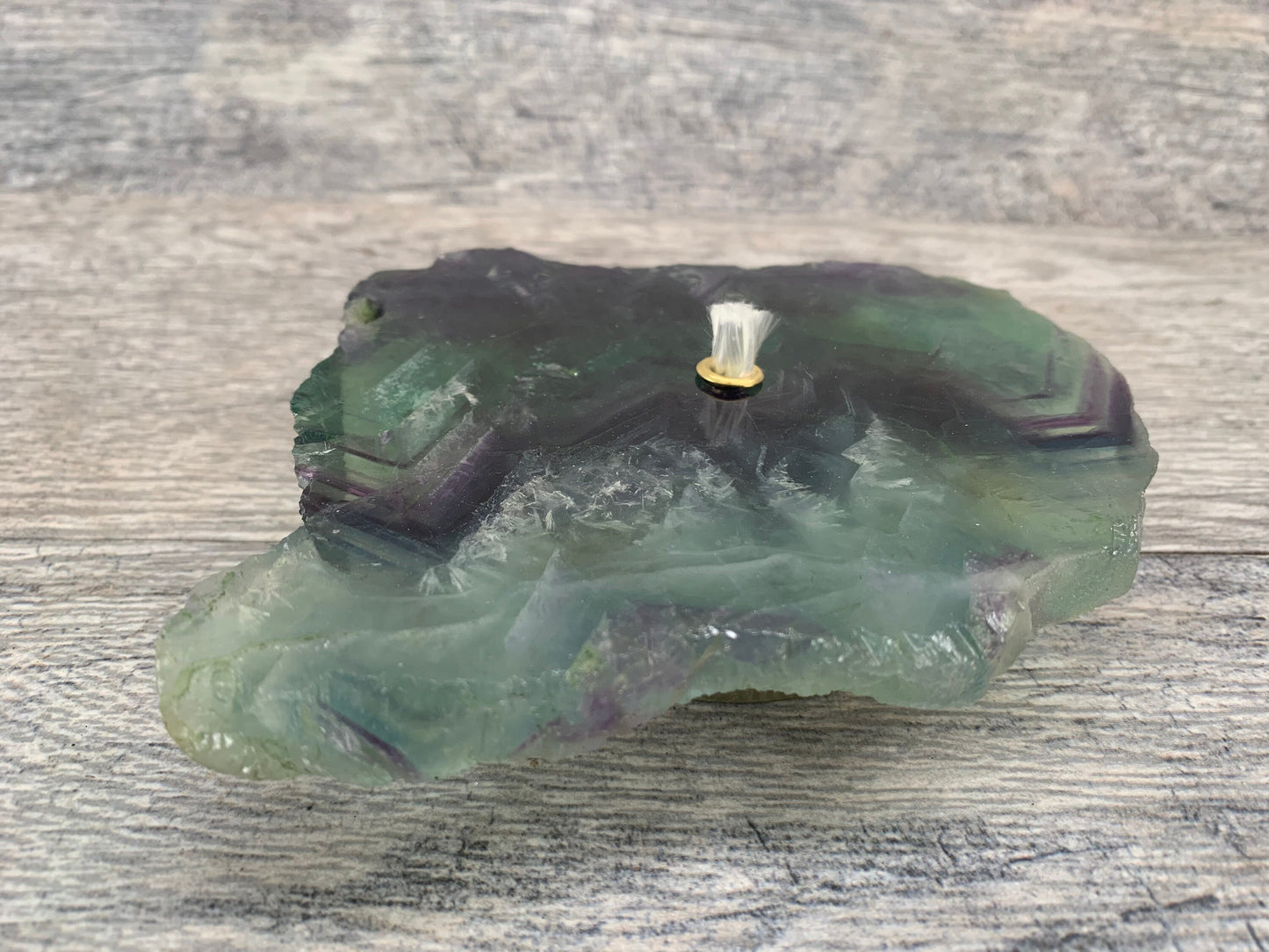 Fluorite Rock Candle, Rainbow Fluorite Oil Lamp, Fluorite Candle, Crystal Oil Lamp, Crystal Shop, Canyon Crystals, Unique home decor