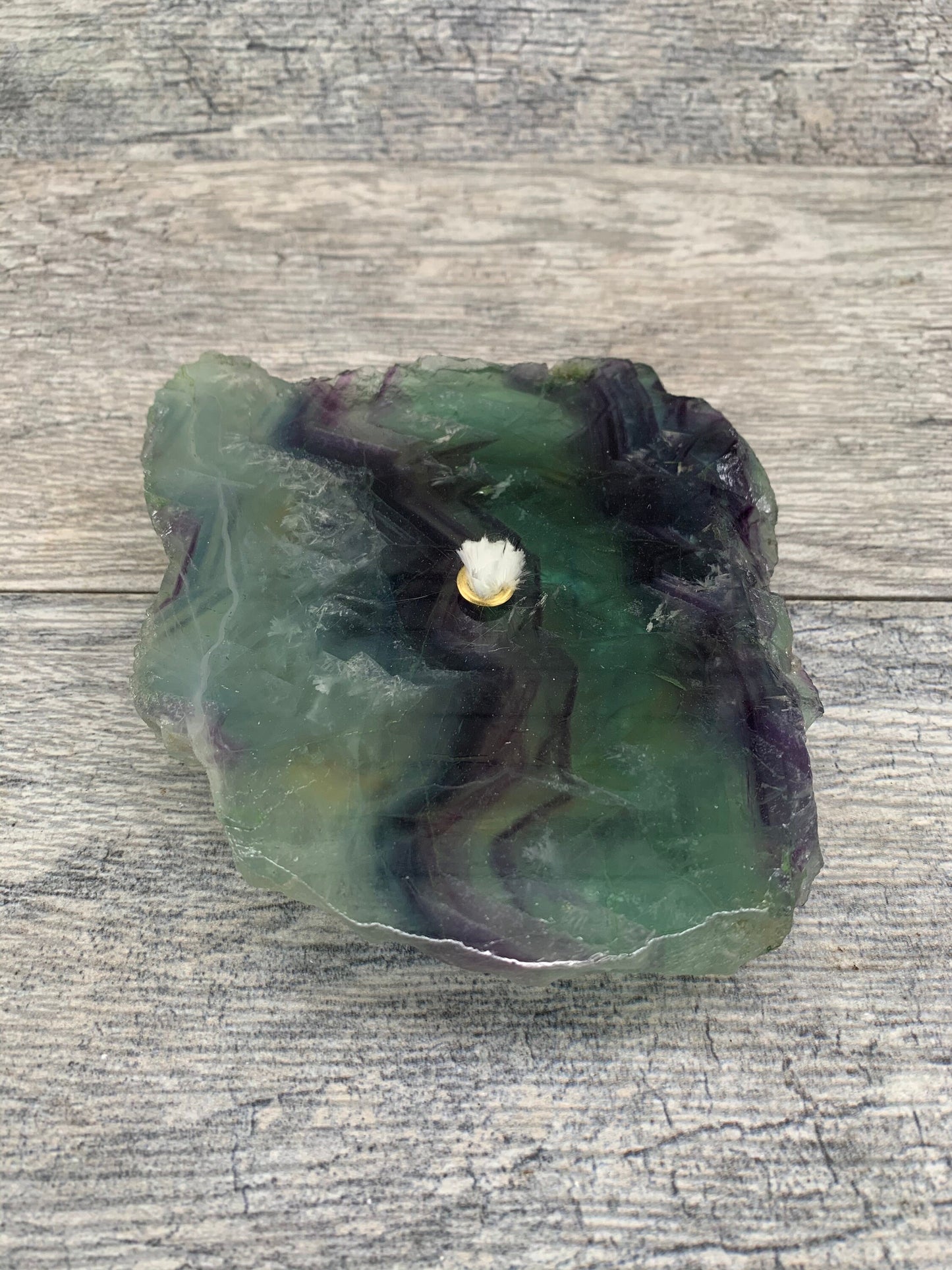 Fluorite Rock Candle, Rainbow Fluorite Oil Lamp, Fluorite Candle, Crystal Oil Lamp, Crystal Shop, Canyon Crystals, Unique home decor