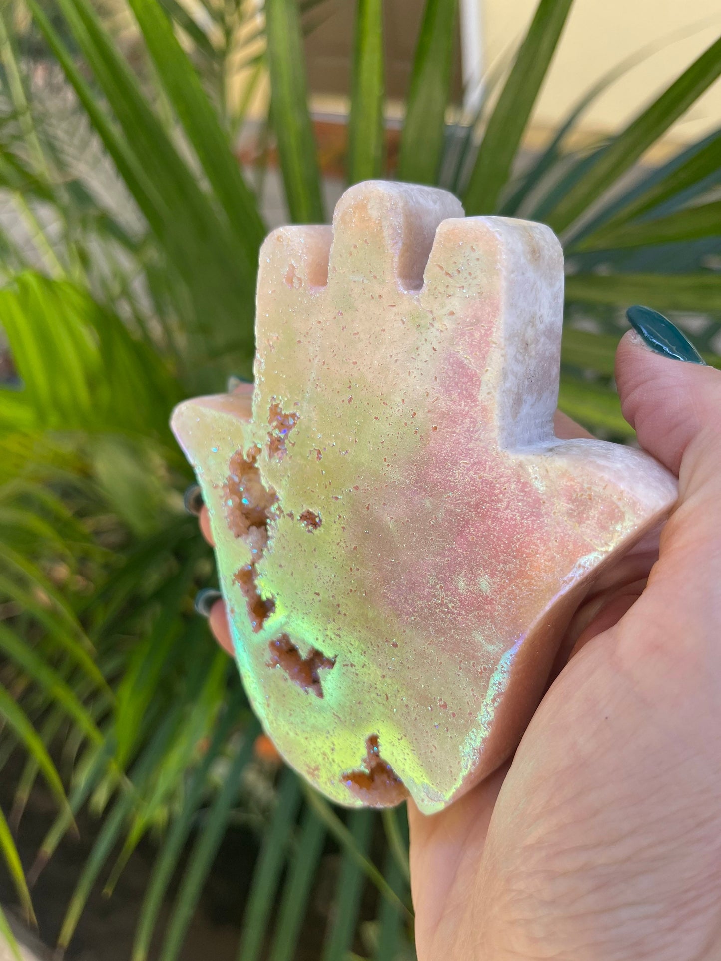 Aura Crystals, Aura Pink Amethyst Hamsa, Hamsa, Angel Aura,Holiday Gifts, Amethyst Hamsa, Amethyst Home Accessories, Home Decor, Love