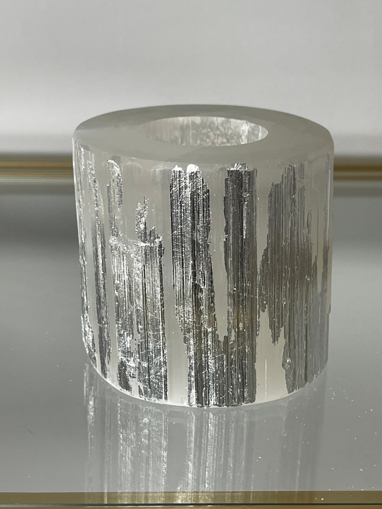 Silver Leaf Selenite Candle Holder, Home Decor, Luxury Candle, Silver Leaf Candle Holder, Elegant SliverCandles, Unique Christmas Gifts