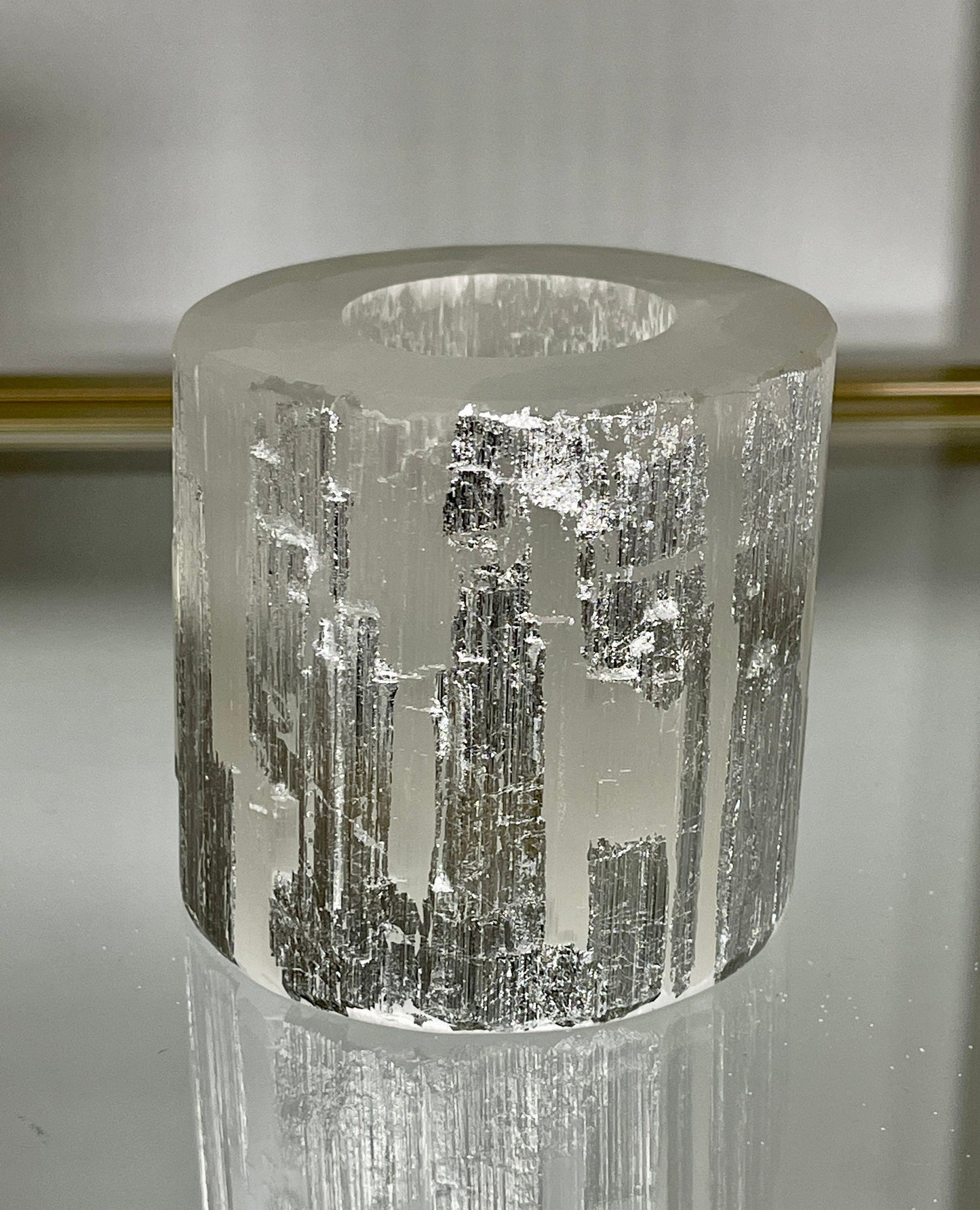 Silver Leaf Selenite Candle Holder, Home Decor, Luxury Candle, Silver Leaf Candle Holder, Elegant SliverCandles, Unique Christmas Gifts