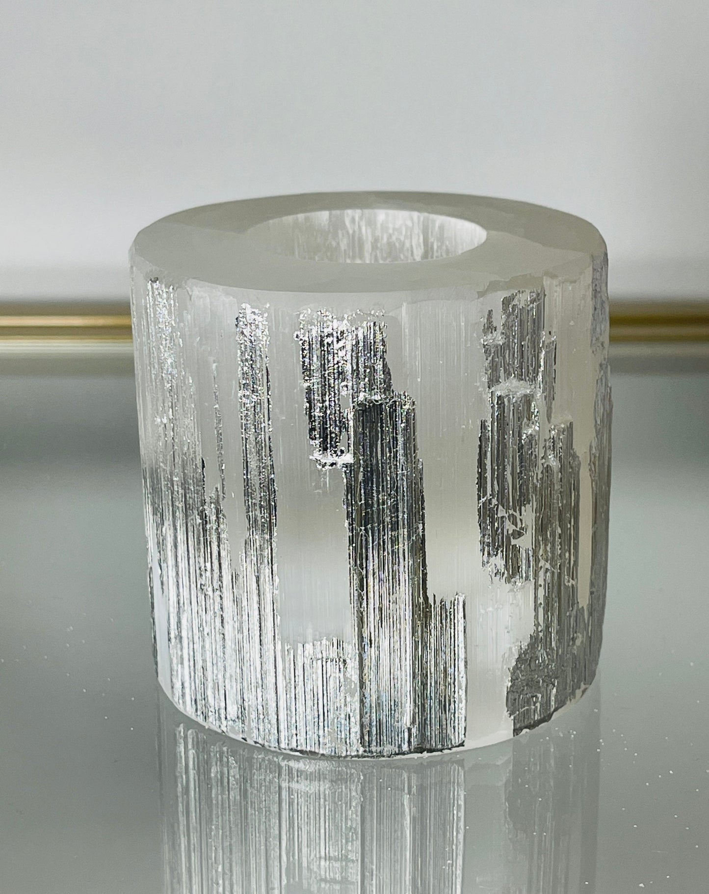 Silver Leaf Selenite Candle Holder, Home Decor, Luxury Candle, Silver Leaf Candle Holder, Elegant SliverCandles, Unique Christmas Gifts