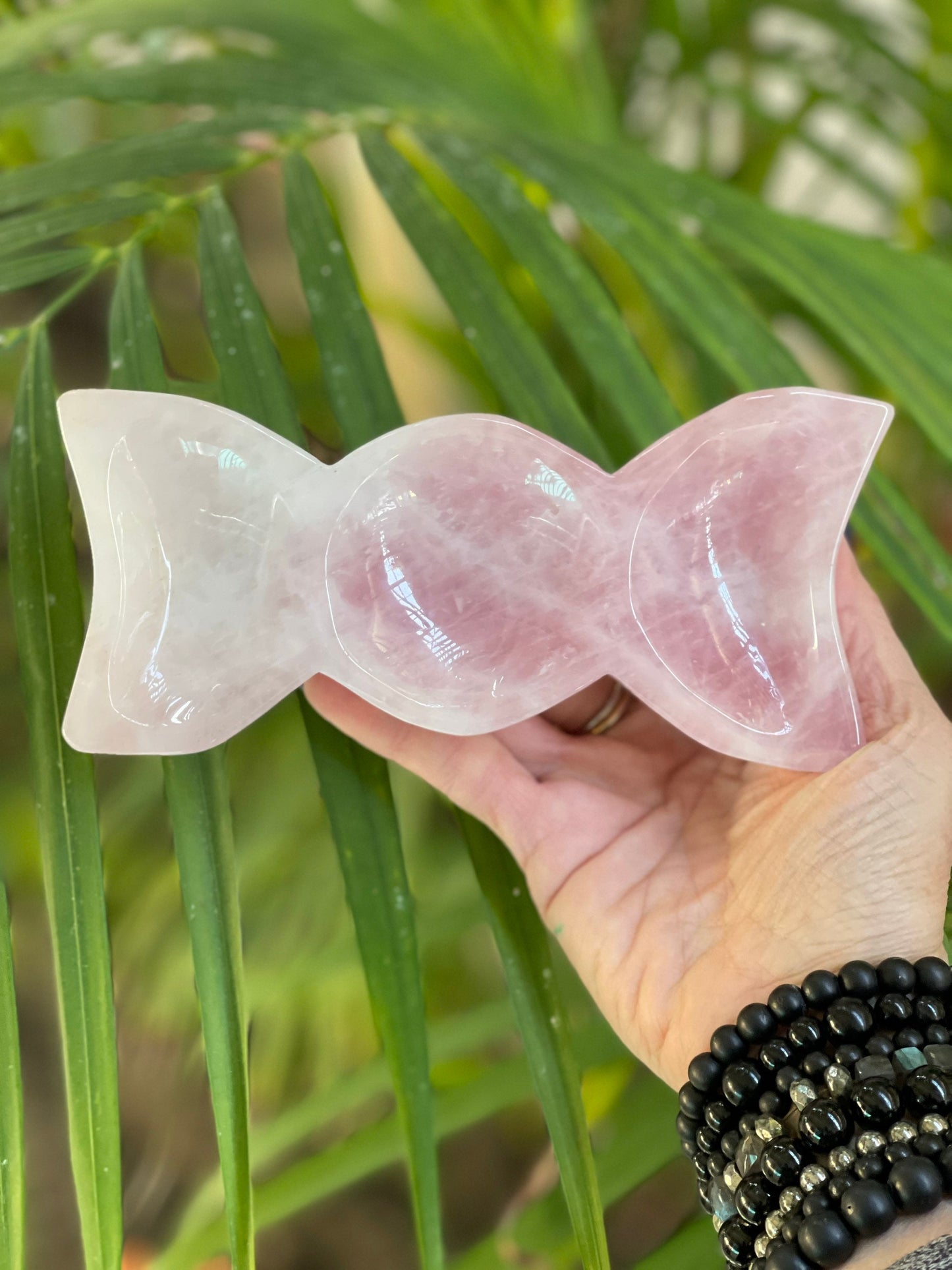 Rose Quartz Moon Dish, Triple Moon Dish, Rose Quartz, Home Decor, Altar, Reiki, Energy Clearing, Dish, Goddess, Home Decor