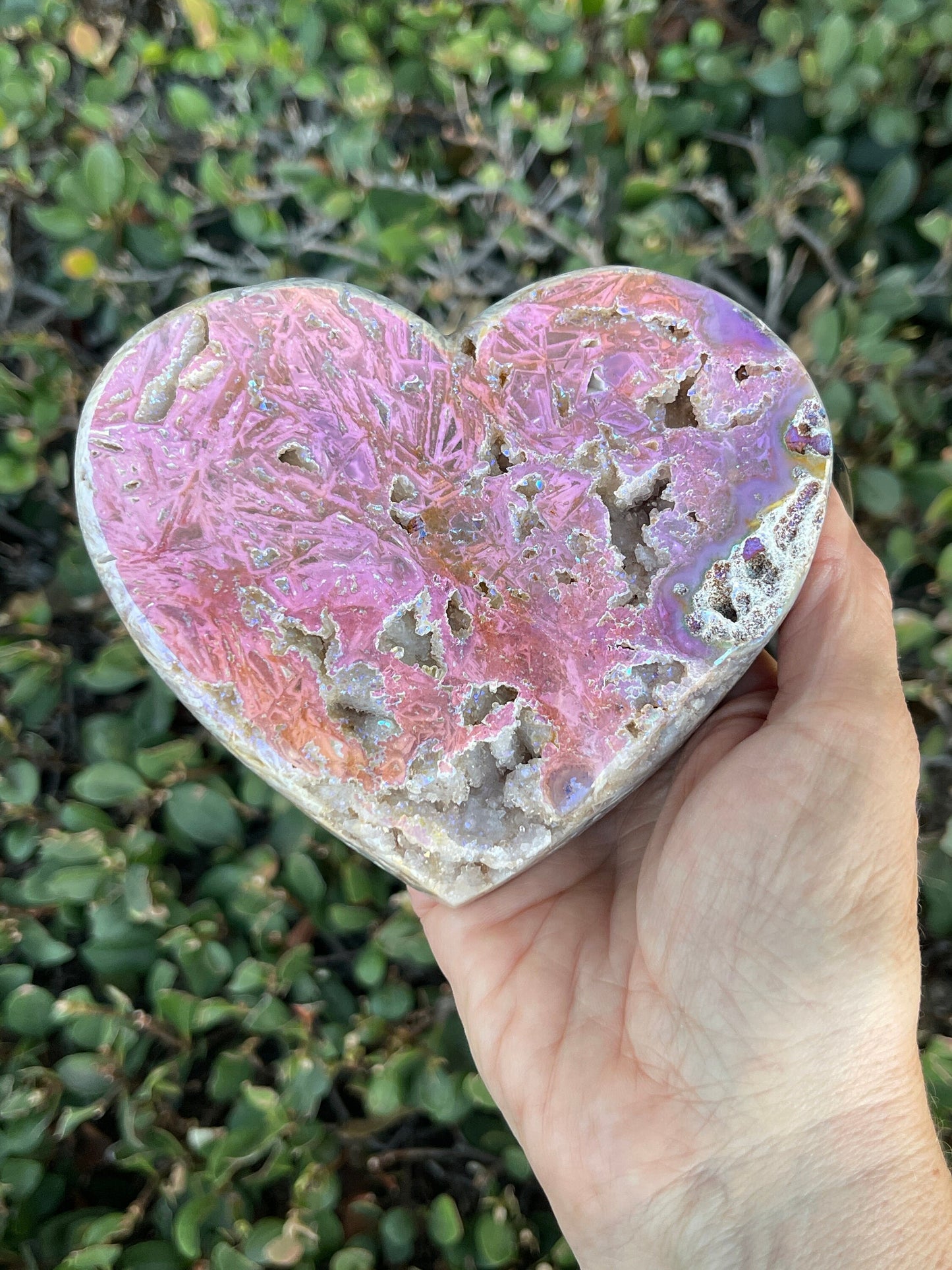 Aura Pink Amethyst Heart, Angel Aura Hearts, Aura Crystals, Crystal Accessories, Home Decor, Pink Crystals, Gifts for Heart lovers