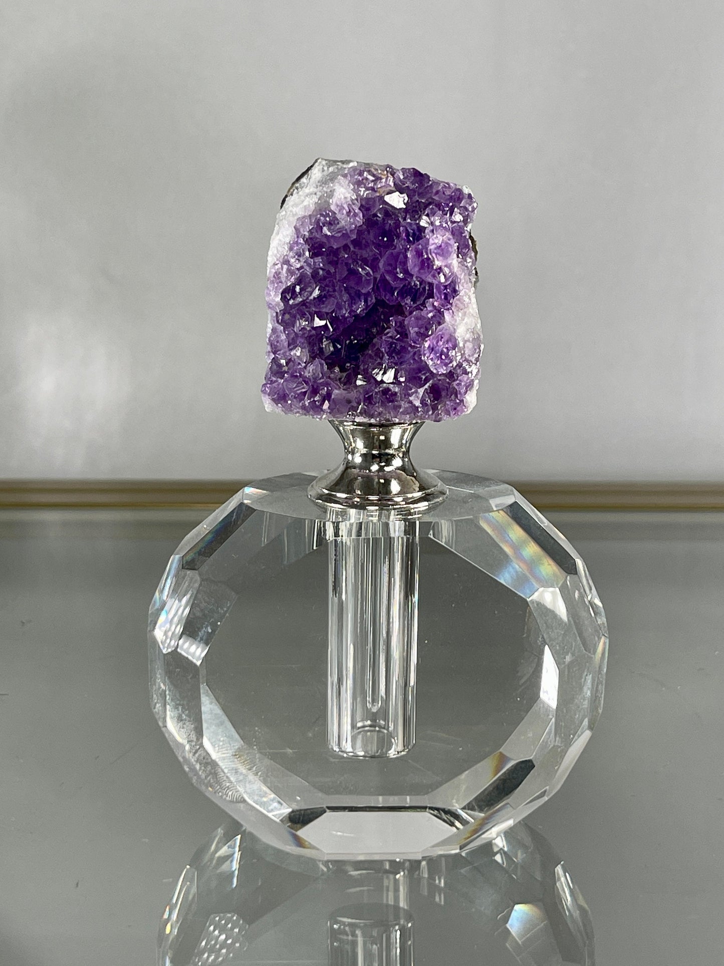 Amethyst Perfume Bottle, Amethyst Point Perfume Bottle, Cut Glass Bottle, Decorative Bottles, Perfume Accessories, Essential Oils