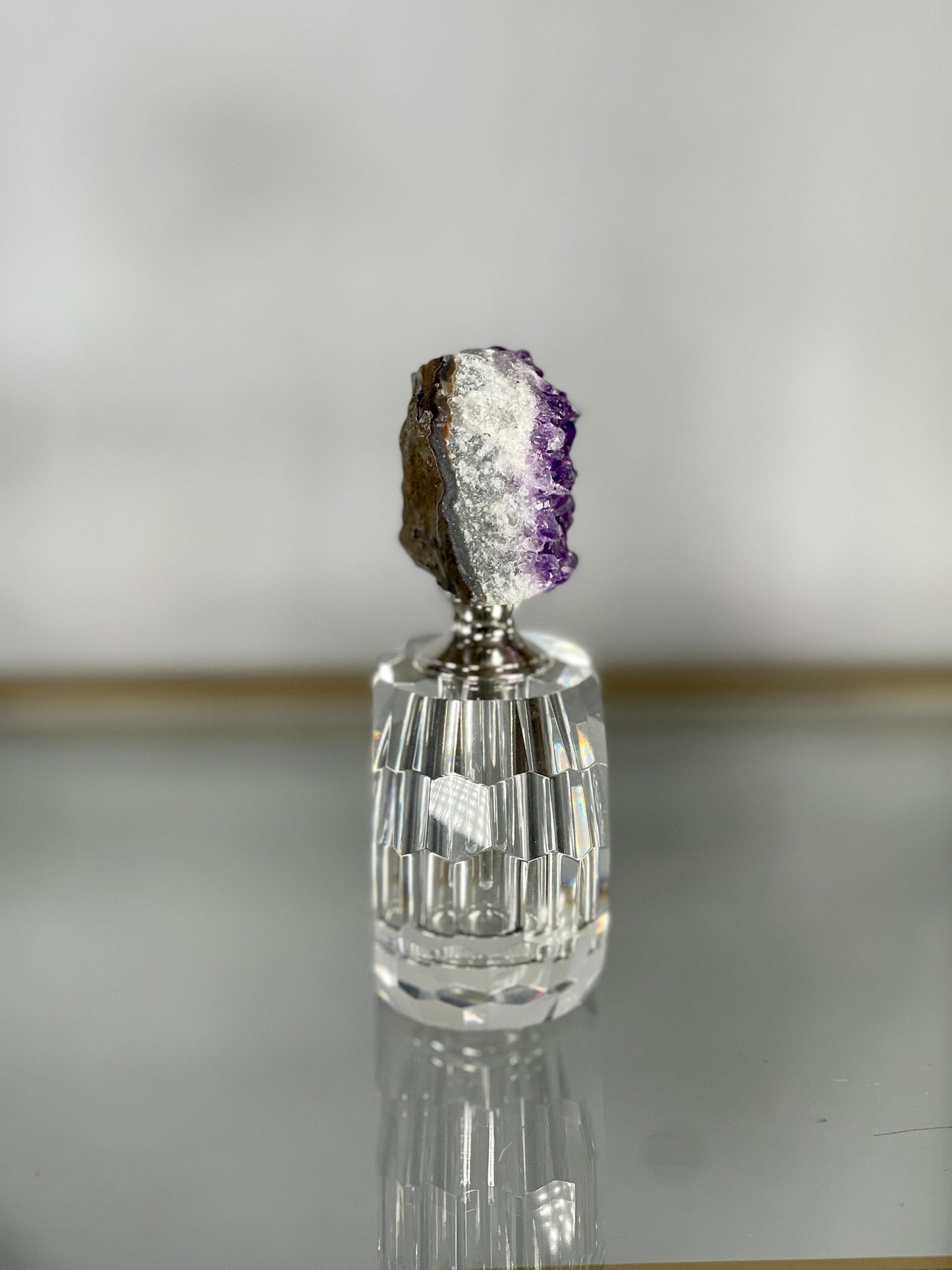 Amethyst Perfume Bottle, Amethyst Point Perfume Bottle, Cut Glass Bottle, Decorative Bottles, Perfume Accessories, Essential Oils