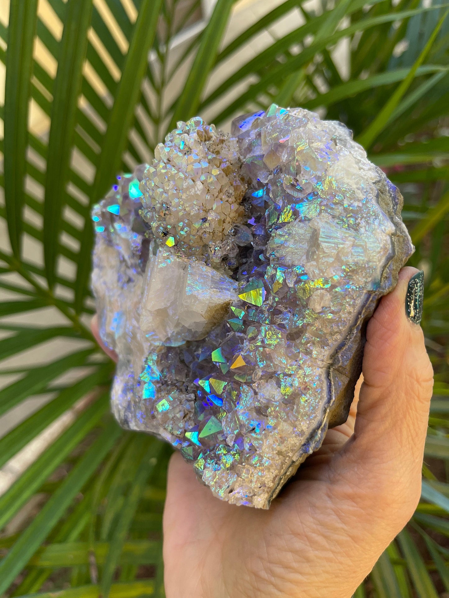 Angel Aura Amethyst Cut base, Galaxy Amethyst, Amethyst with Calcite, Aura Crystals, Druzy Quartz, Home Decor, Statement piece