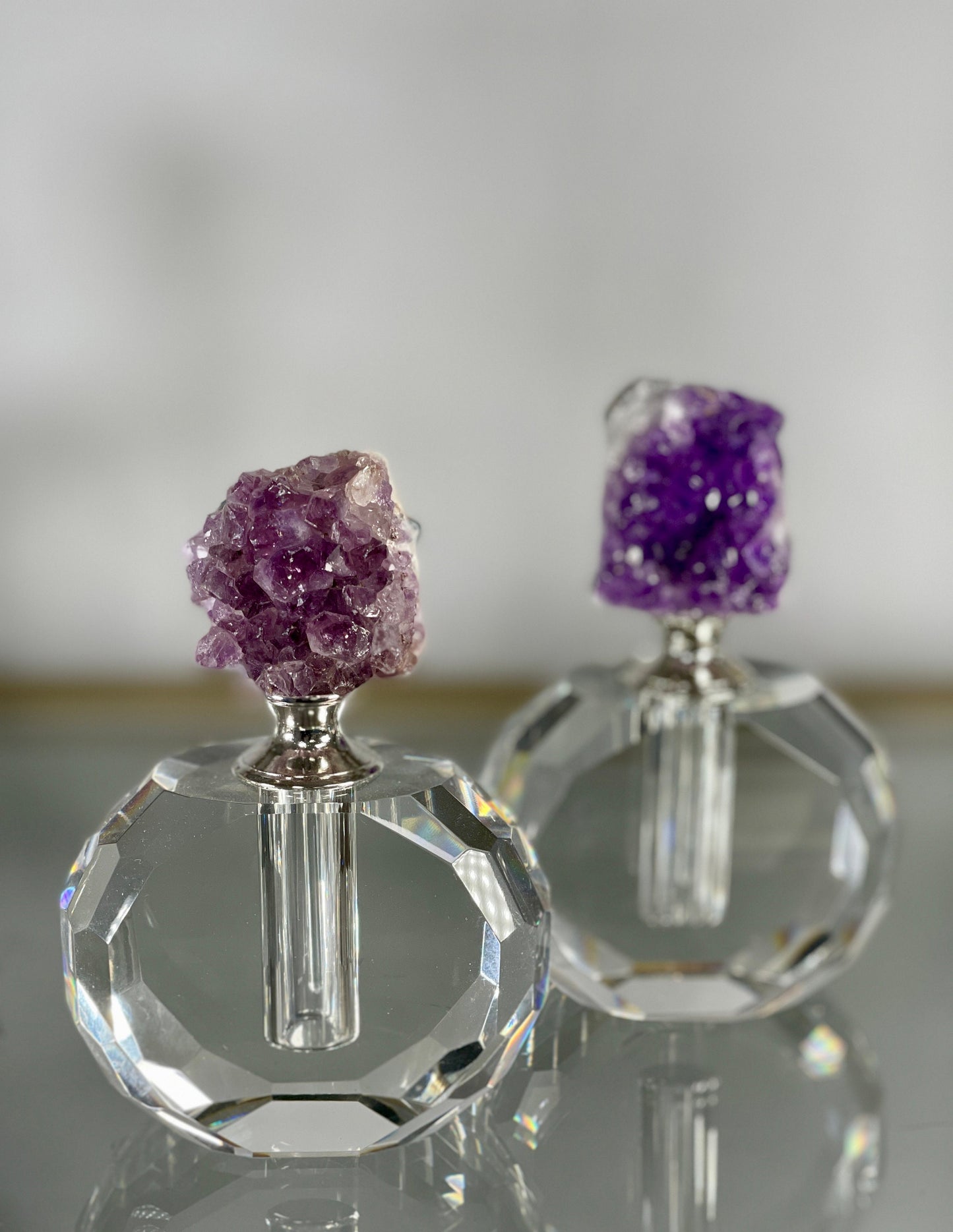 Amethyst Perfume Bottle, Amethyst Point Perfume Bottle, Cut Glass Bottle, Decorative Bottles, Perfume Accessories, Essential Oils