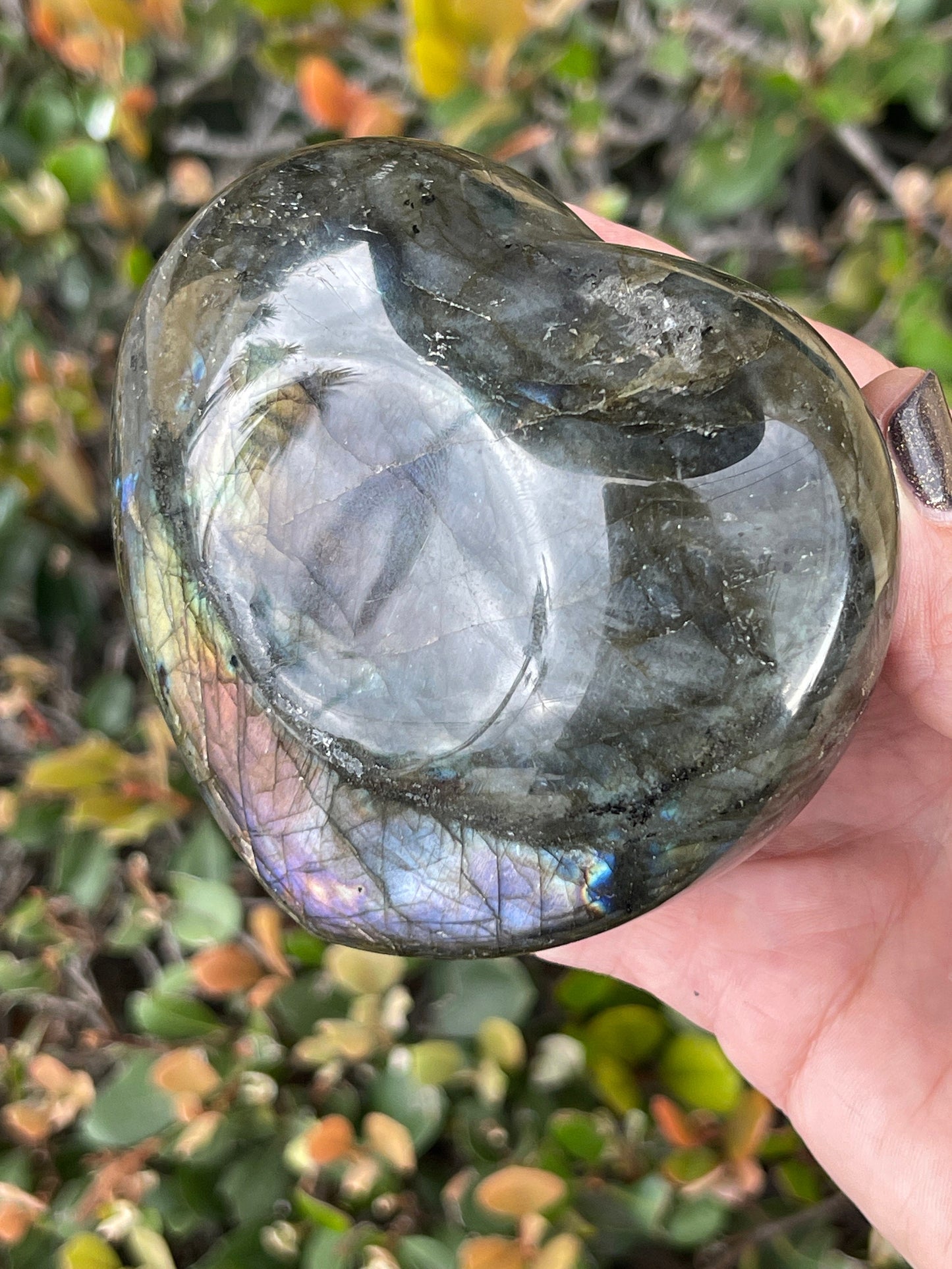 High Quality Purple Labradorite Heart, Sunset Labradorite, Flashy Labradorite Carvings, Crystal Hearts, Home Decor, Crystals for Intuition