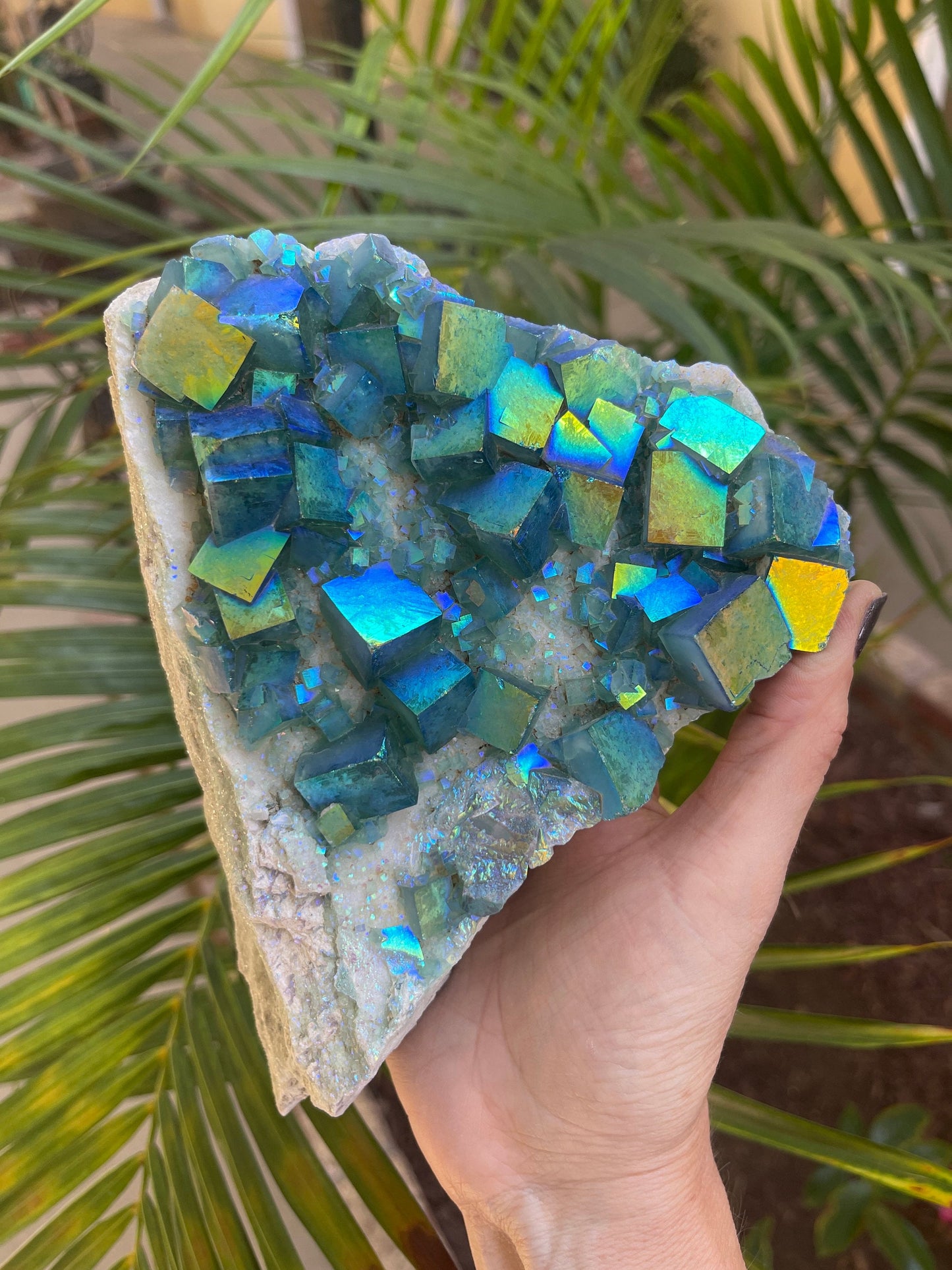 Aura Cubic Fluorite, Aura Fluorite, Green Fluorite, Angel Aura Crystals, Home Decor, Crystals & Minerals, Custom Aura, Reiki