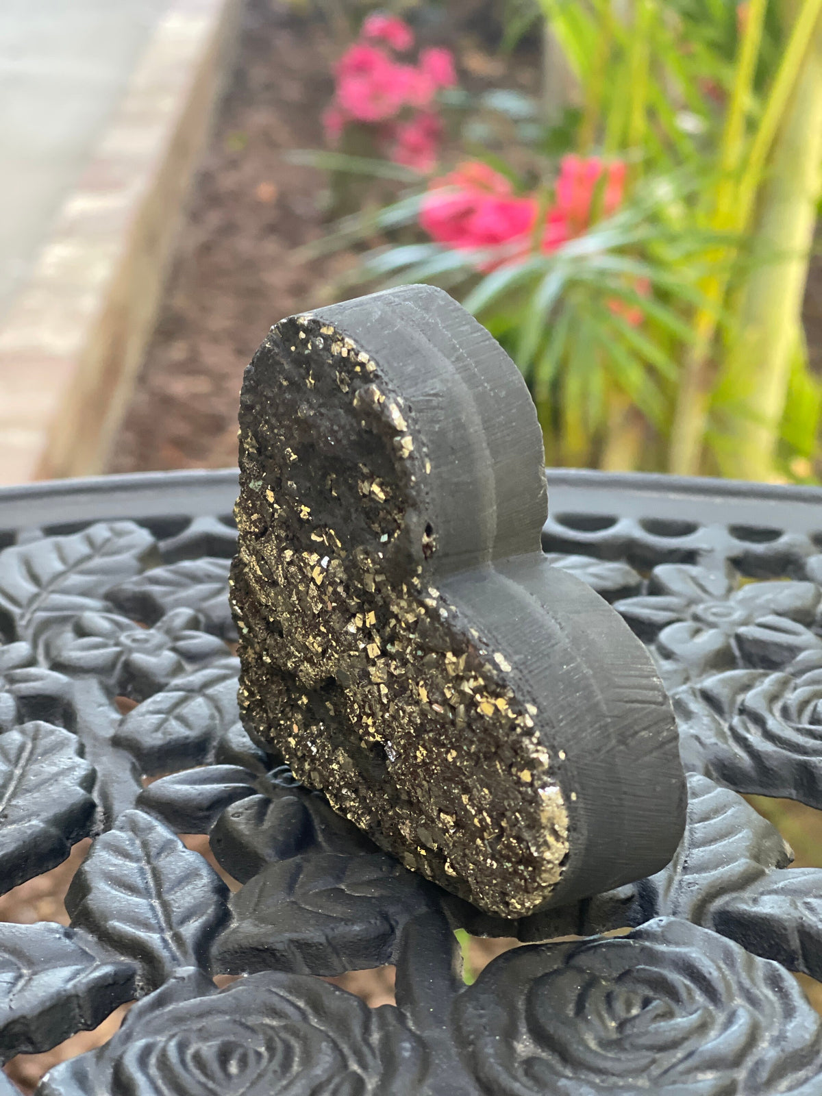Shungite Pyrite Heart: EMF Protection Stone, Home Decor (3.5" x 3.25")