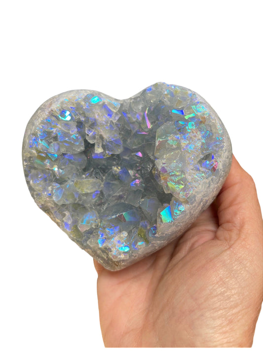 Angel Aura Celestite Heart, Celestine, Angels, Aura Hearts, Aura Crystals, Home Decor, Home Accessories, Chakras, Reiki Meditation Tools