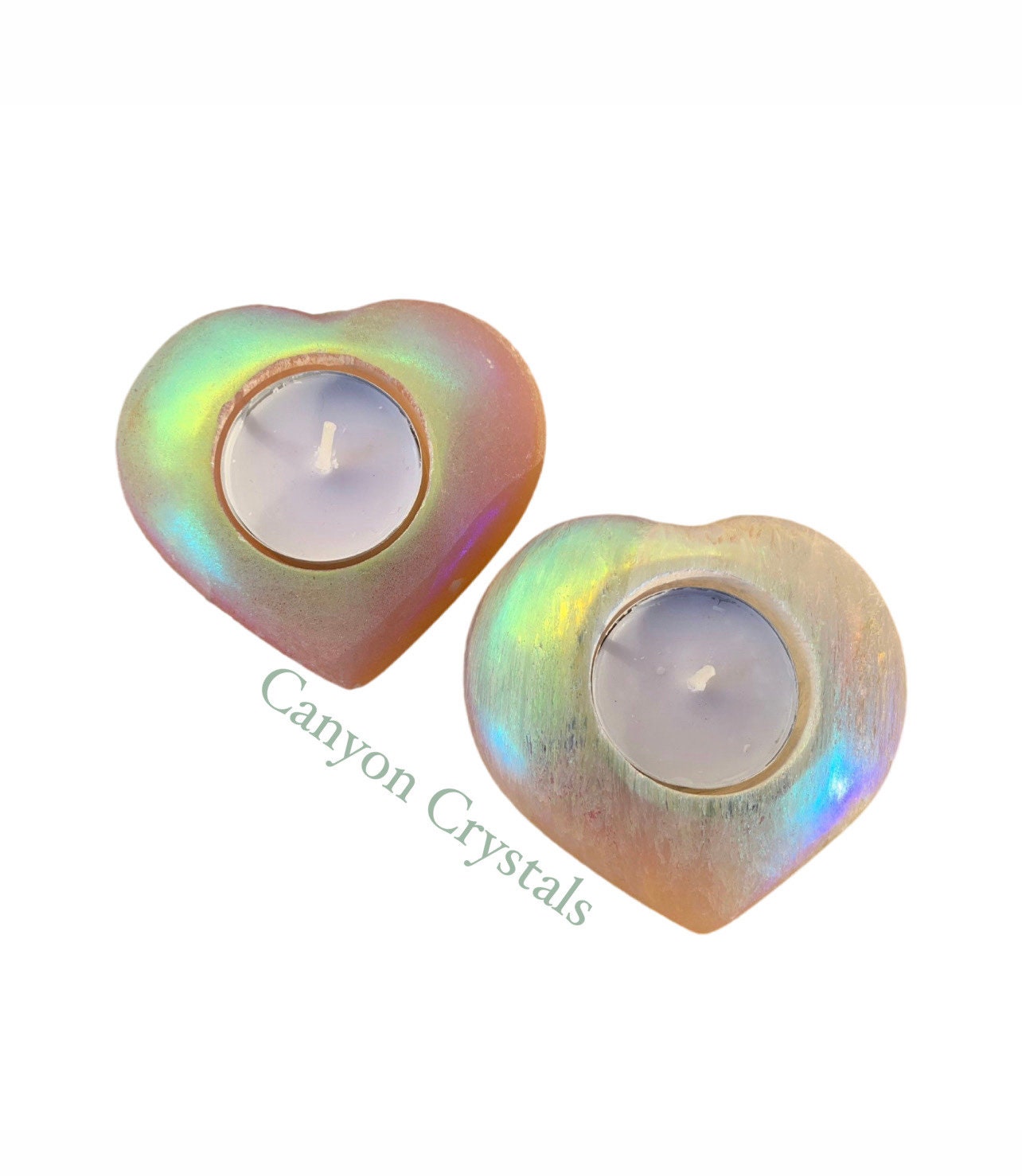 You Choose 1 Angel Aura Selenite Heart, Aura Hearts, Aura Candle, Peach Selenite Candle Holder, Orange Selenite, Decor, Home Accessories
