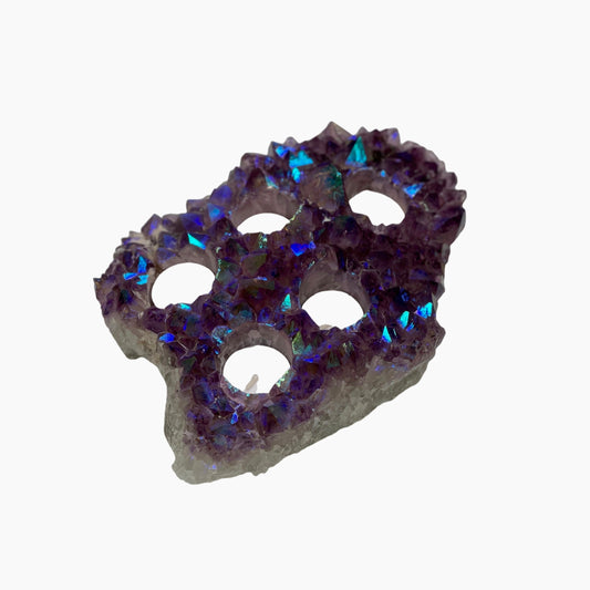 XL Angel Aura Amethyst Candle Holder, 5 hole Tea Light Holder, Home Accessories, Home Decor, Aura Crystals