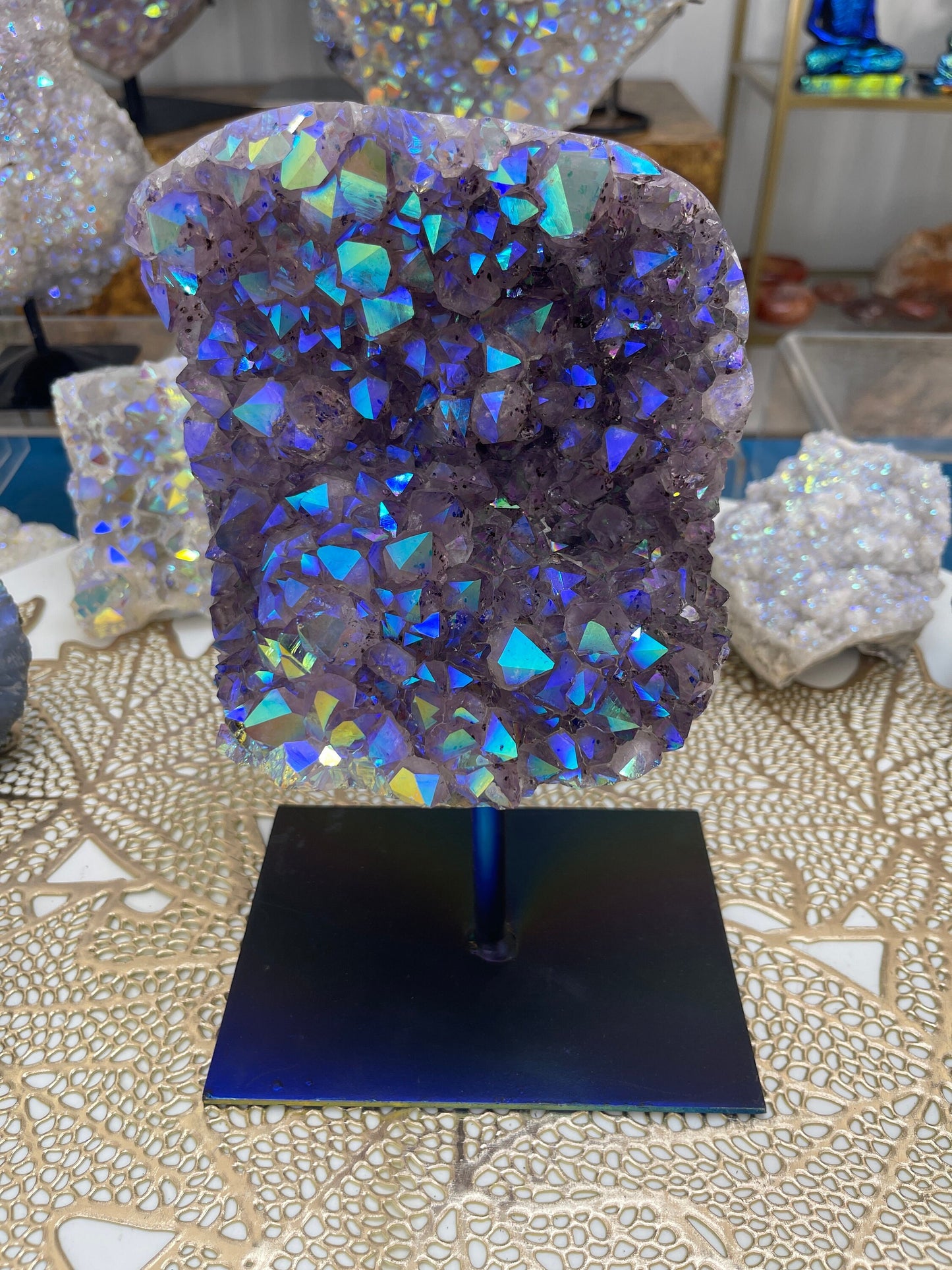 Angel Aura Amethyst on Stand, Home Accessories, Home Decor, Aura Crystals, Aura Statement Crystals,