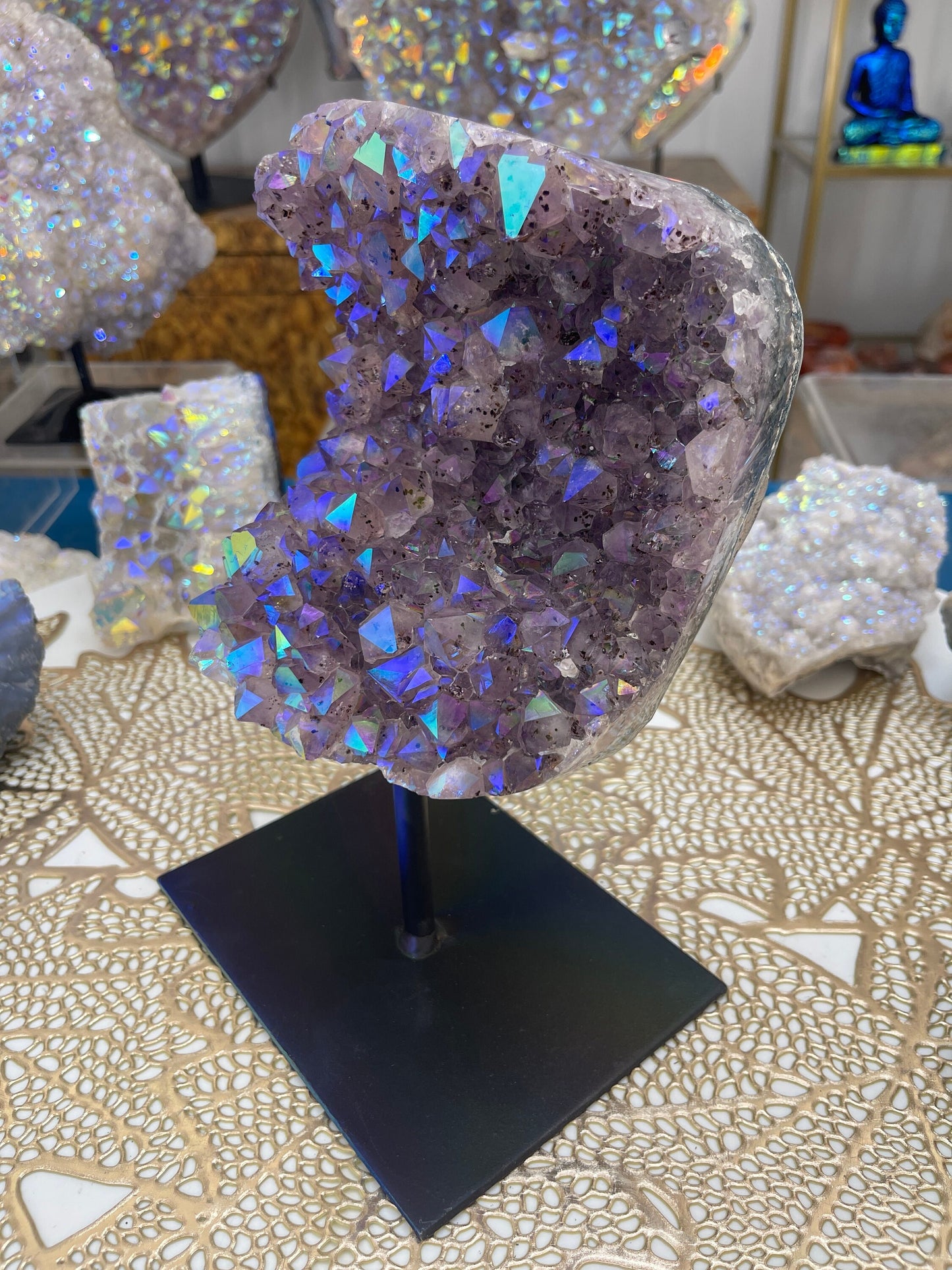 Angel Aura Amethyst on Stand, Home Accessories, Home Decor, Aura Crystals, Aura Statement Crystals,