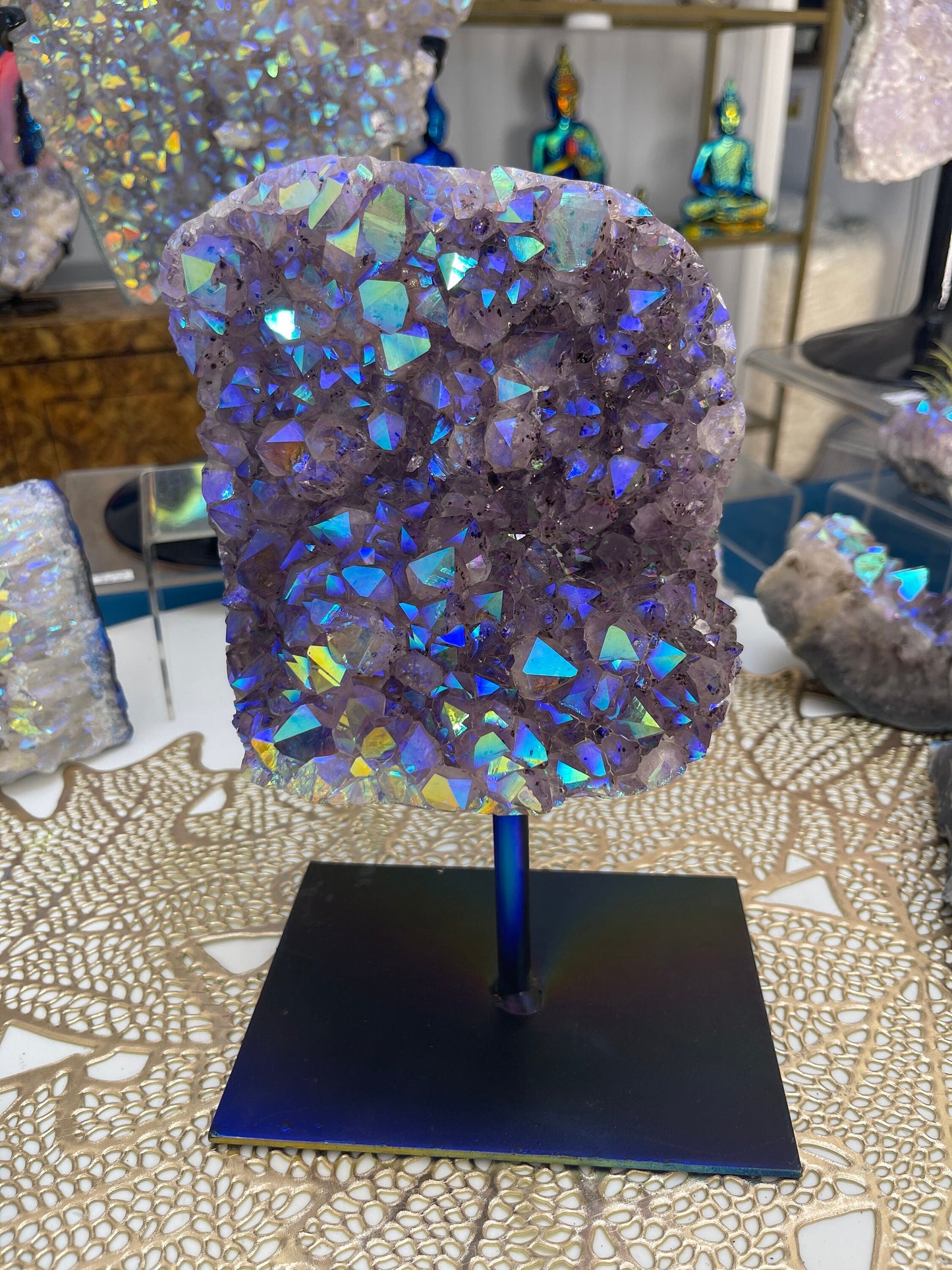 Angel Aura Amethyst on Stand, Home Accessories, Home Decor, Aura Crystals, Aura Statement Crystals,
