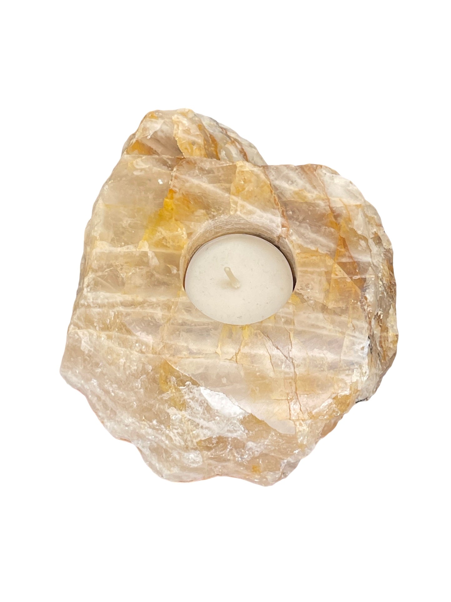 Golden Healer Quartz Candle Holder, Rose Quartz with Golden Healer Tea Light Holder, Golden Healer Crystals, Home Decor, Crystal Candles