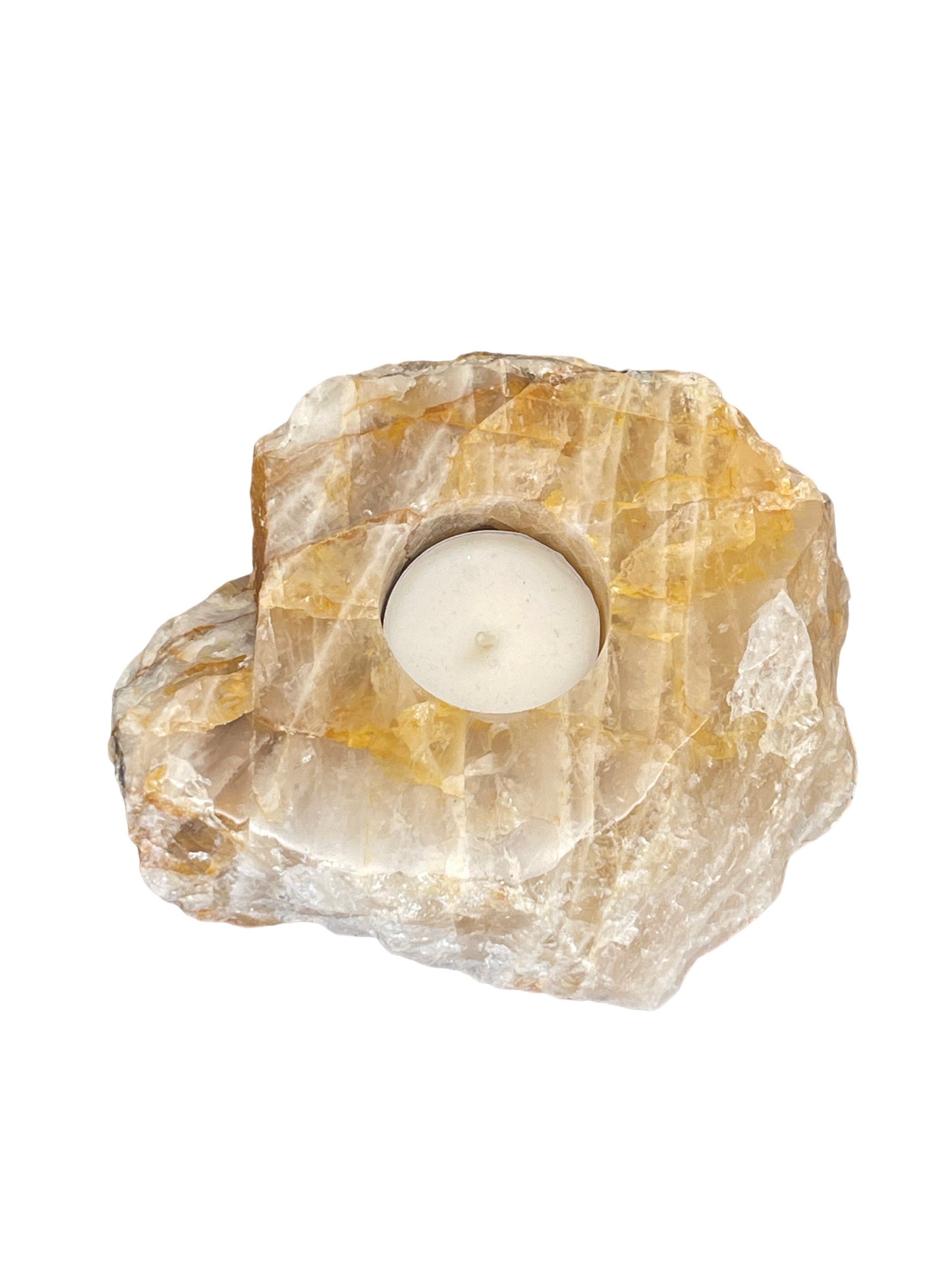 Golden Healer Quartz Candle Holder, Rose Quartz with Golden Healer Tea Light Holder, Golden Healer Crystals, Home Decor, Crystal Candles