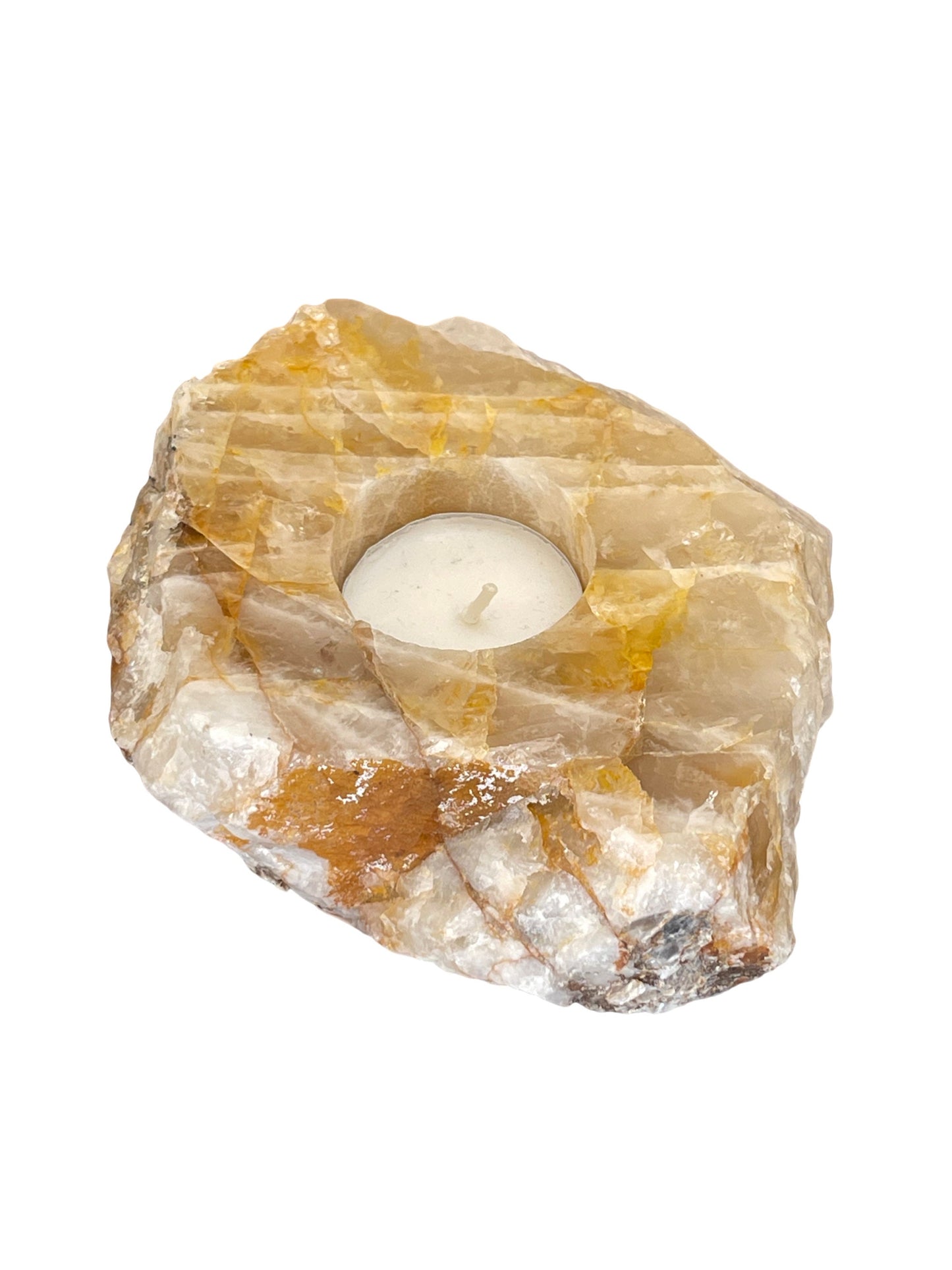 Golden Healer Quartz Candle Holder, Rose Quartz with Golden Healer Tea Light Holder, Golden Healer Crystals, Home Decor, Crystal Candles