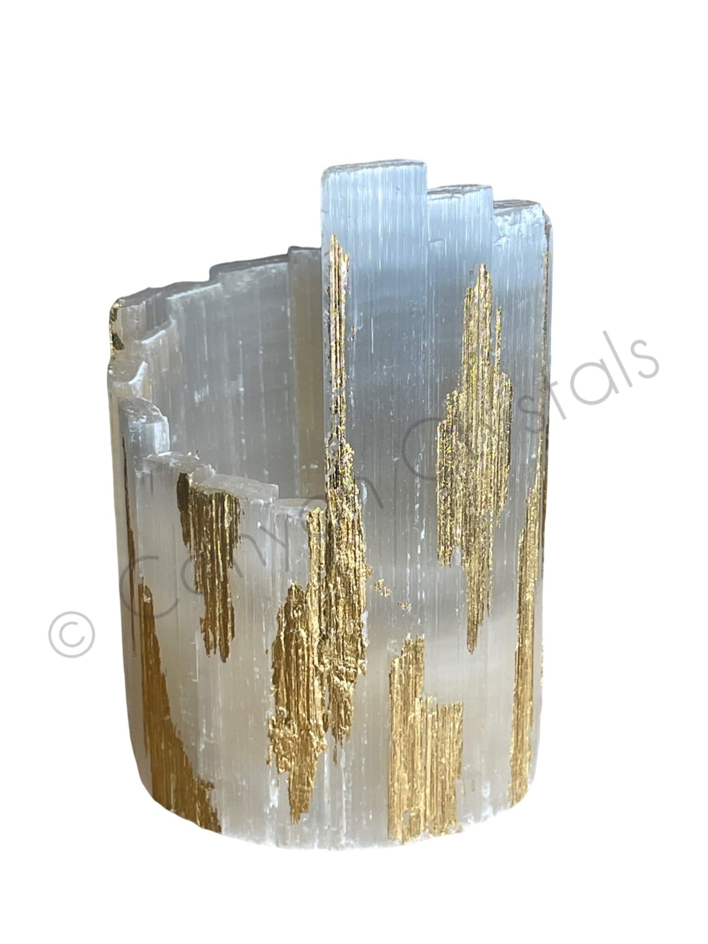 Elegant Gold Leaf Selenite Candle, Luxury Candles, Gold Candle Holder, Unique Home Decor, Art Deco Gold Decor, Elegant Wedding Gift idea