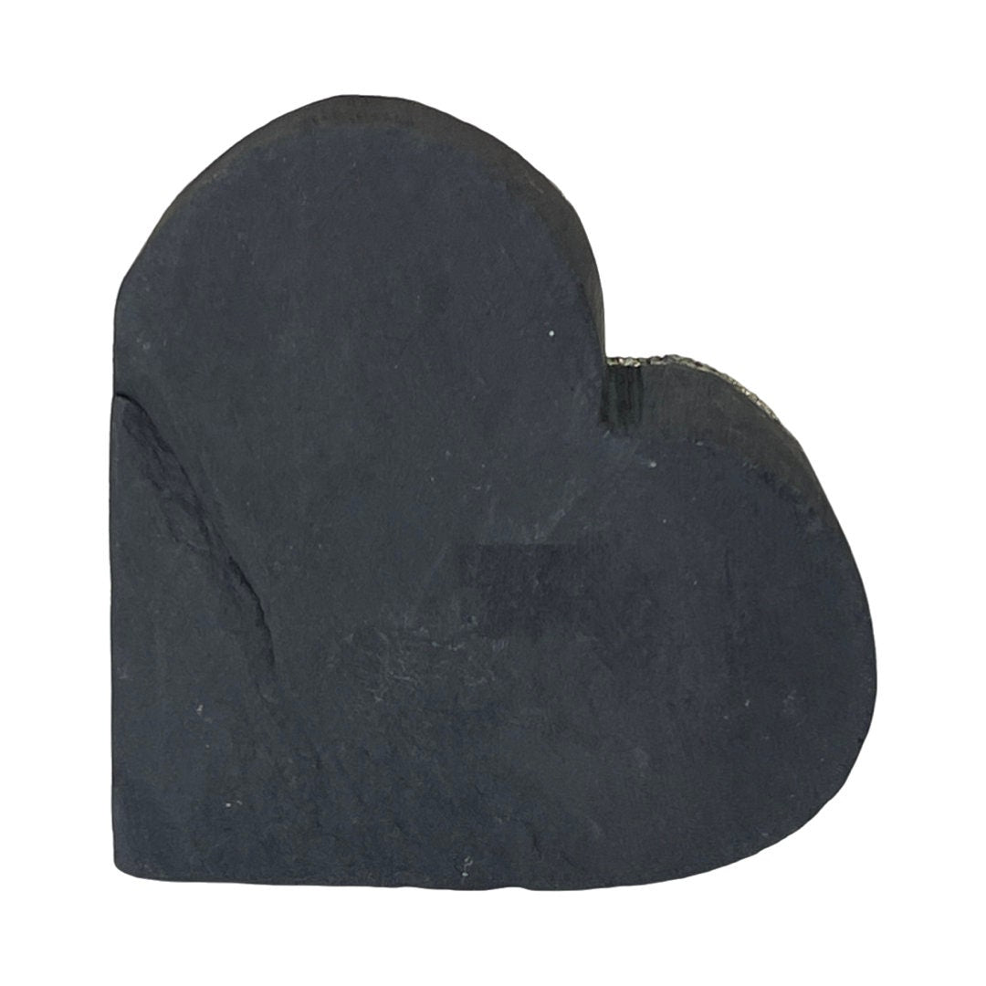 Natural Shungite with Pyrite Heart, Self Standing Pyrite heart, EMF Protection, Shungite Heart, Abundance Stone, Home Decor