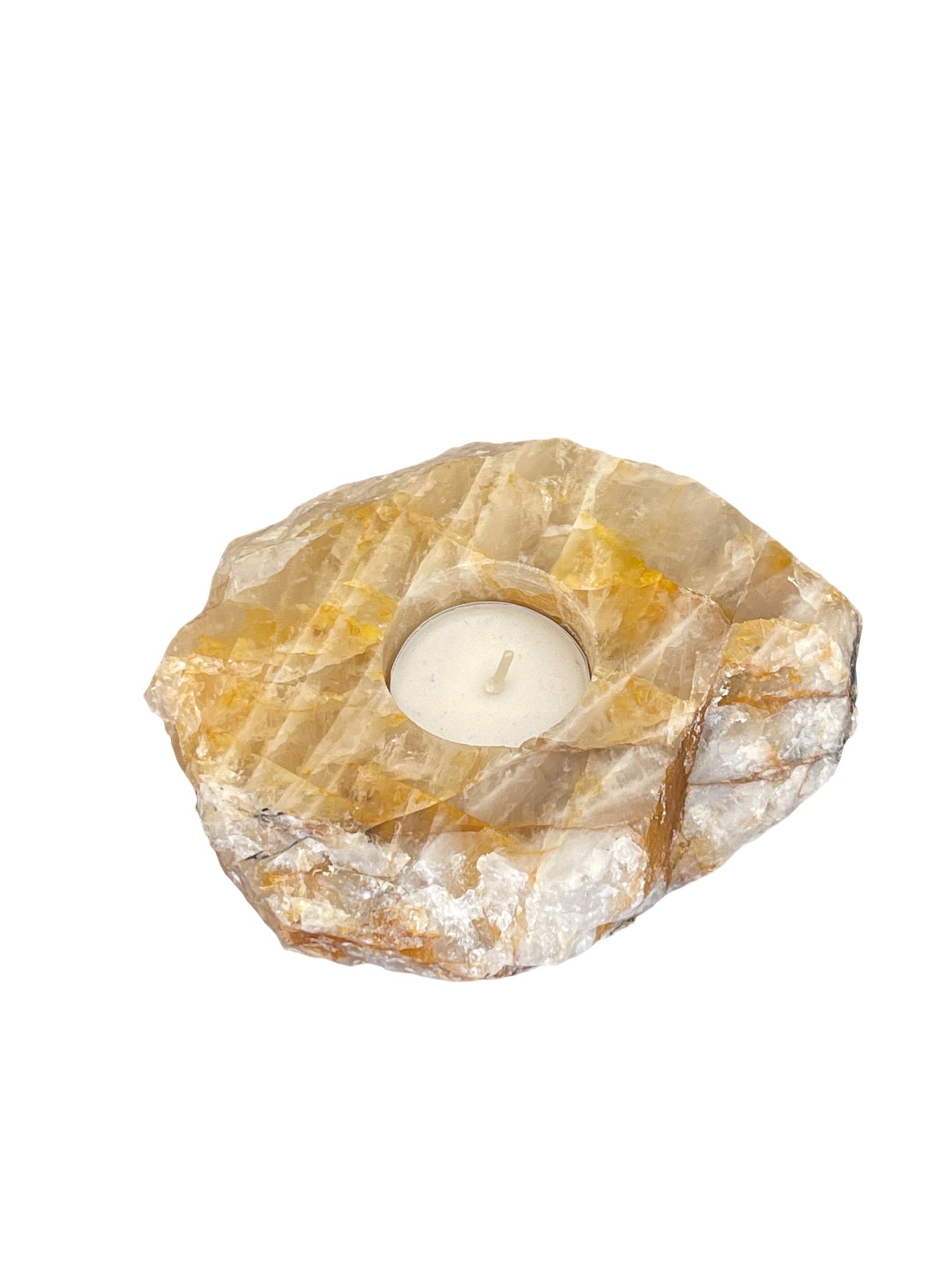 Golden Healer Quartz Candle Holder, Rose Quartz with Golden Healer Tea Light Holder, Golden Healer Crystals, Home Decor, Crystal Candles