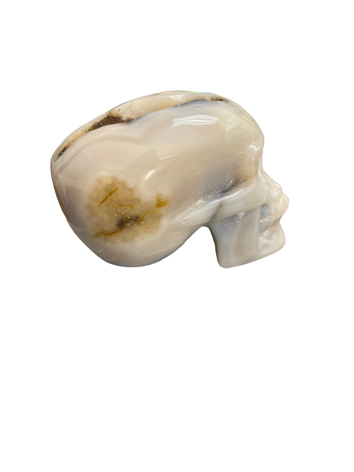 Druzy Agate Skull: Witchy Crystal Carving, Halloween Decor