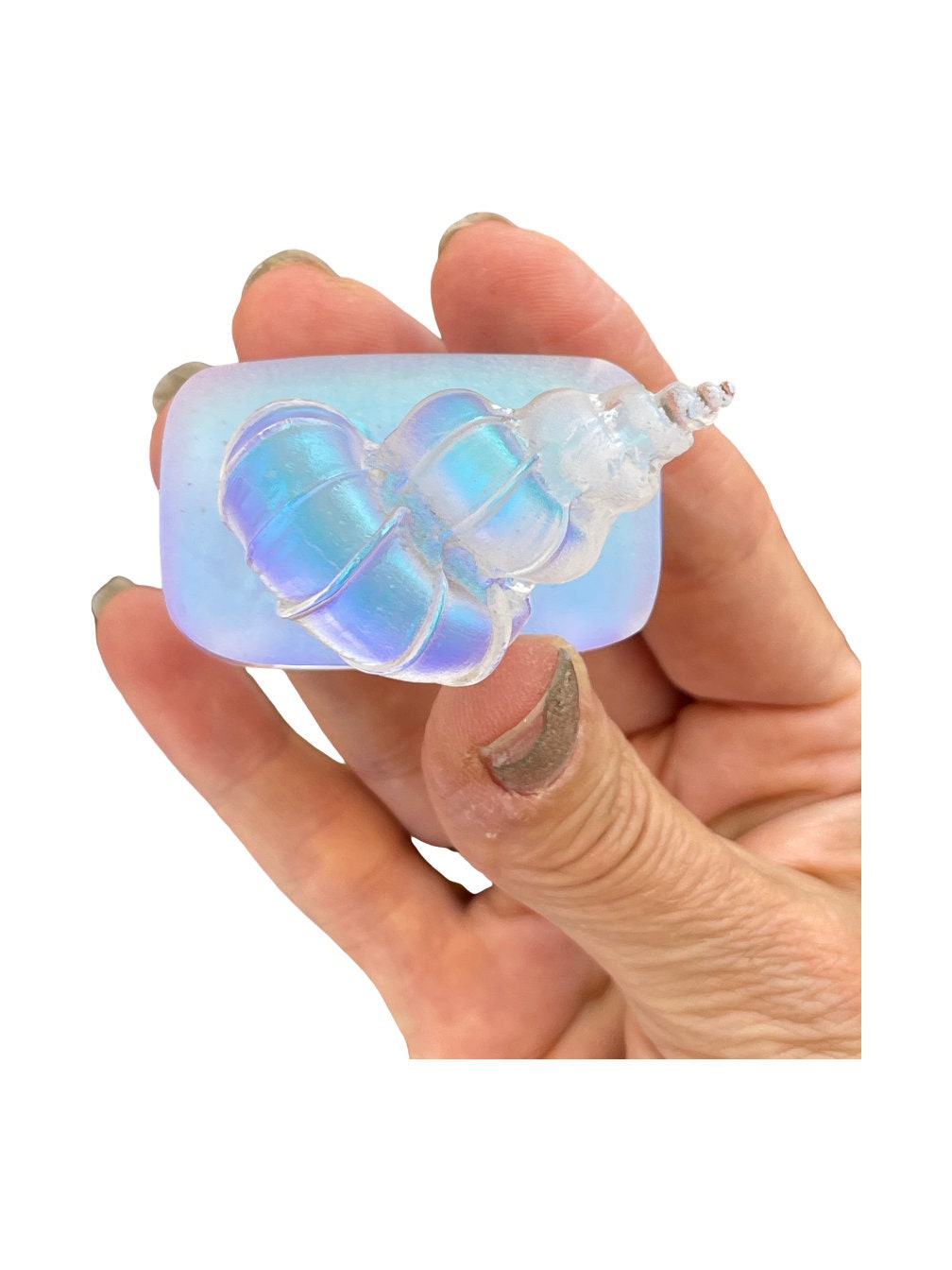 Custom Dichroic Glass Seashell, Aura Glass Seashell, Collectible Glass ,Glass Art, Iridescent Glass Figurines, Colorful Glass Shell