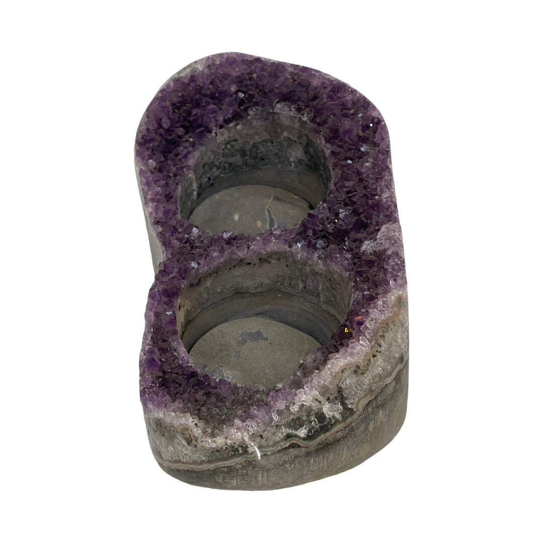 Large Amethyst Candleholder, Double Votive Holder, Home Accessories, Home Decor, Amethyst, Reiki, Air Plant, Meditation, Candle Holder