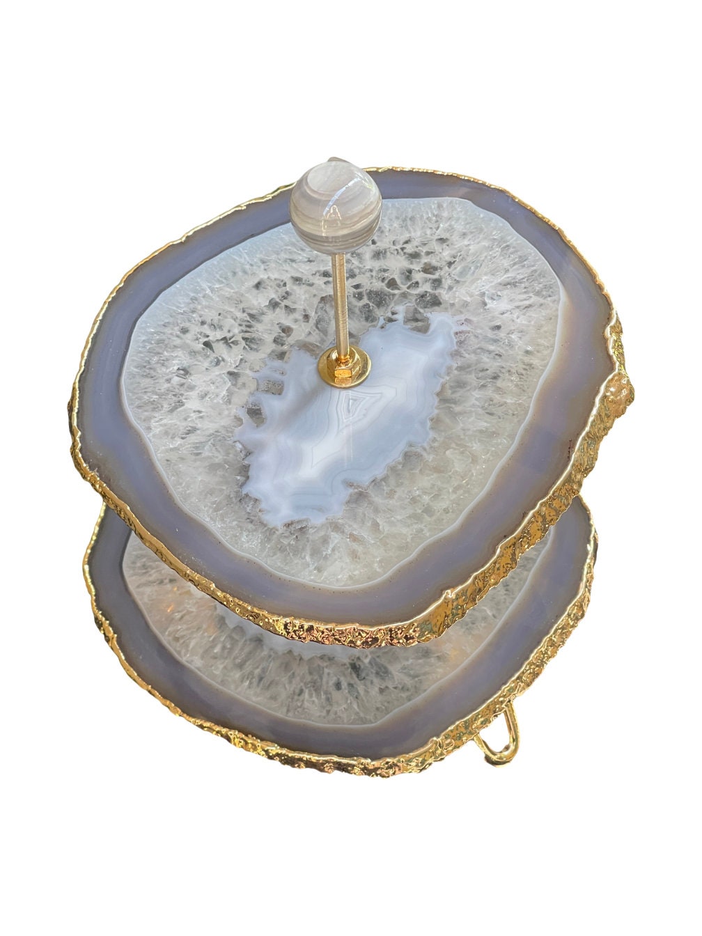 Two Tier Agate Serving Tray, Gold Electroform Agate Desert Tray, Unique Home Decor, Elegant Wedding Gifts, Beautiful Housewarming Gift