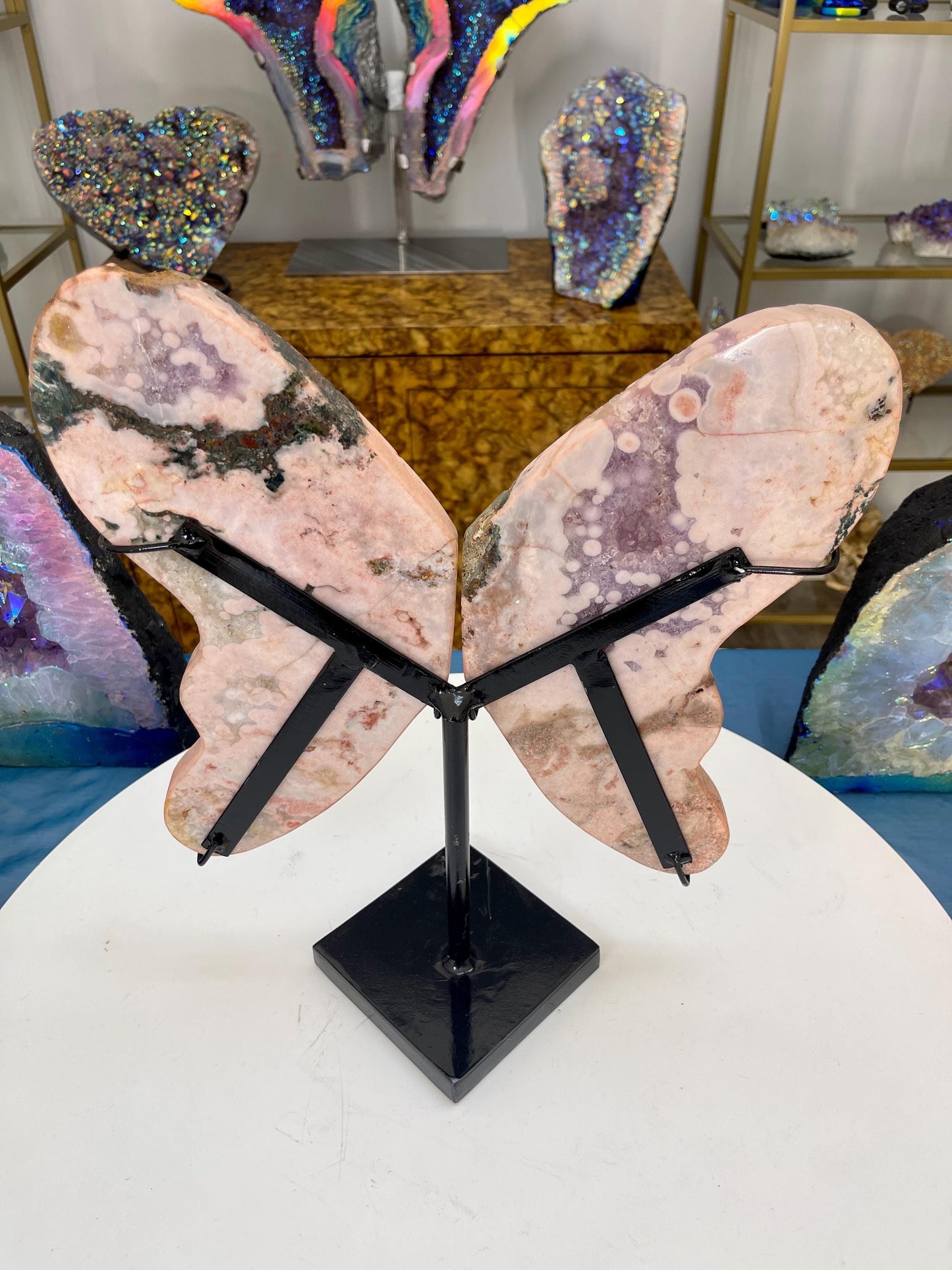 Large Pink Amethyst Butterfly Carving, Crystal Butterfly, Home Decor, Pink Amethyst Carvings, Statement Crystals on Stands