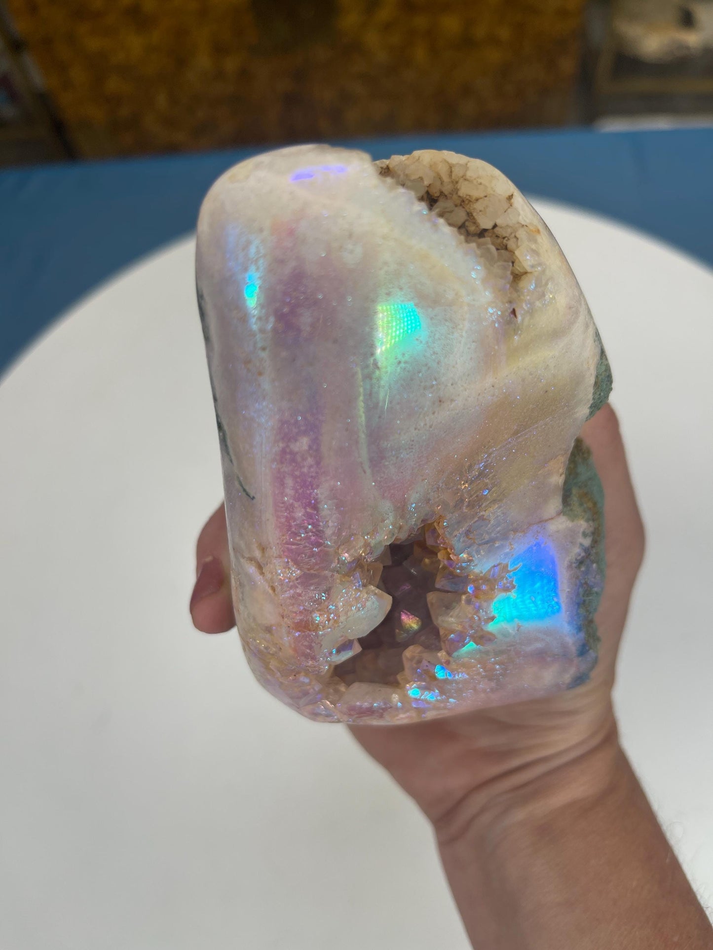 Aura Pink Amethyst Polished Cut Base Large Pink Amethyst, Amethyst Home Accessories, Home Decor, Aura Crystals, Gifts for her,Crystal Shop