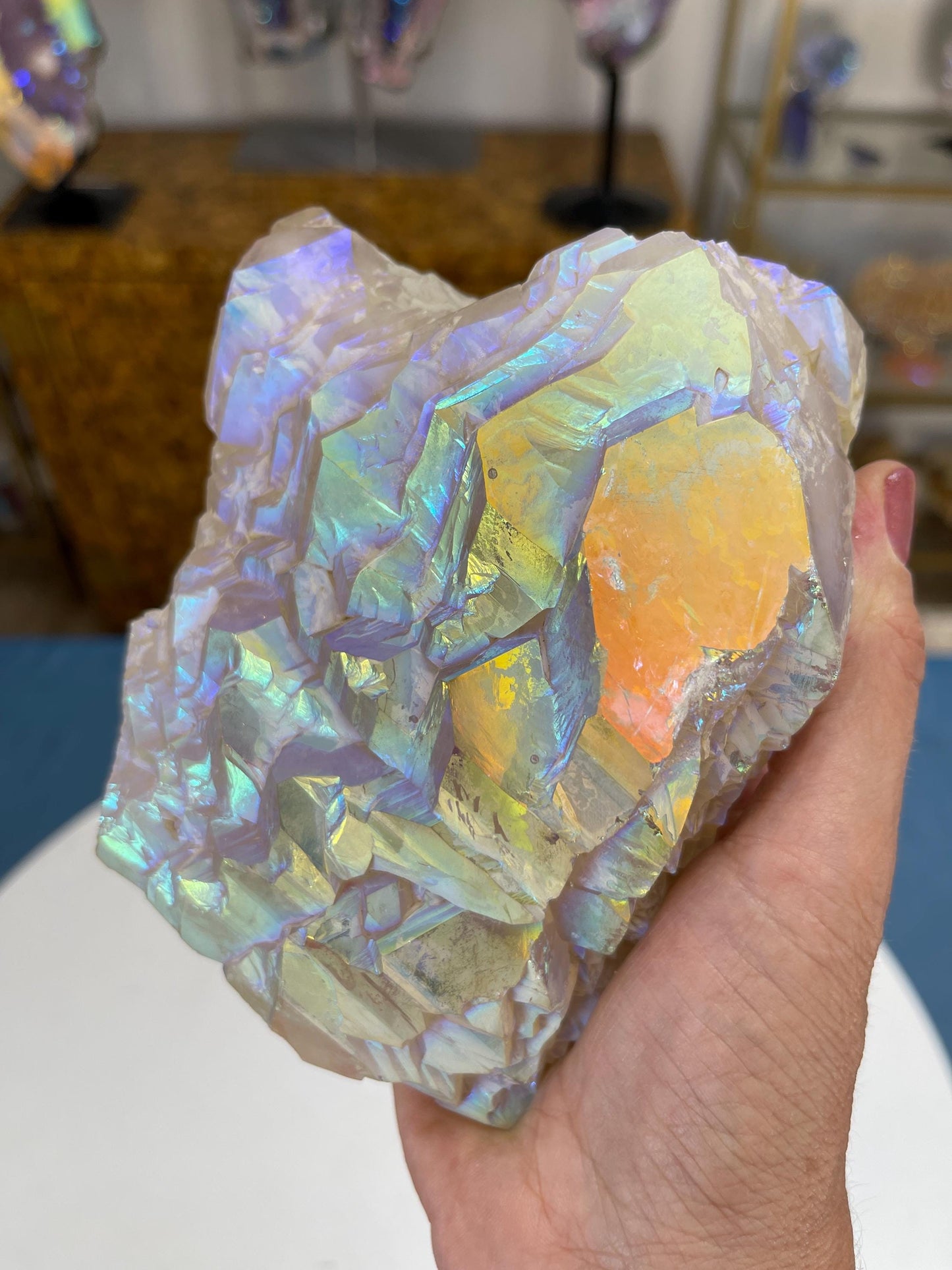 Angel Aura Elestial Quartz, Aura Quartz Point, Aura Crystals, Alligator Quartz, Reiki, Chakra, Meditation, Angels, Clear Quartz,
