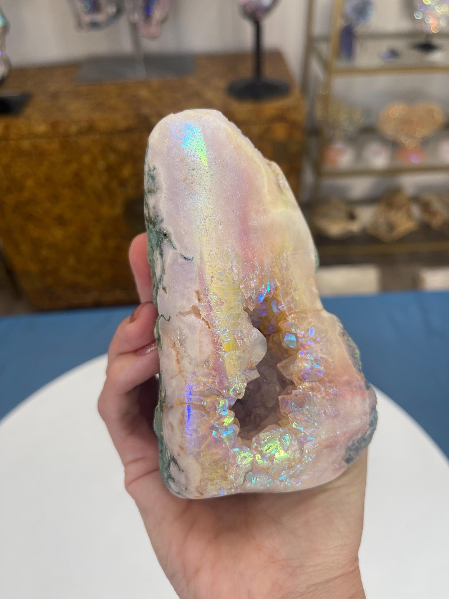 Aura Pink Amethyst Polished Cut Base Large Pink Amethyst, Amethyst Home Accessories, Home Decor, Aura Crystals, Gifts for her,Crystal Shop