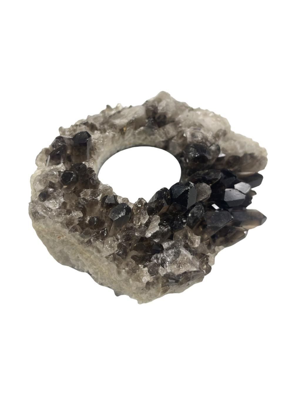 Smoky Quartz Candleholder,Home Decor, Raw Smoky Quartz Cluster, Crystal Candleholder,Home Accessories, Gifts for him