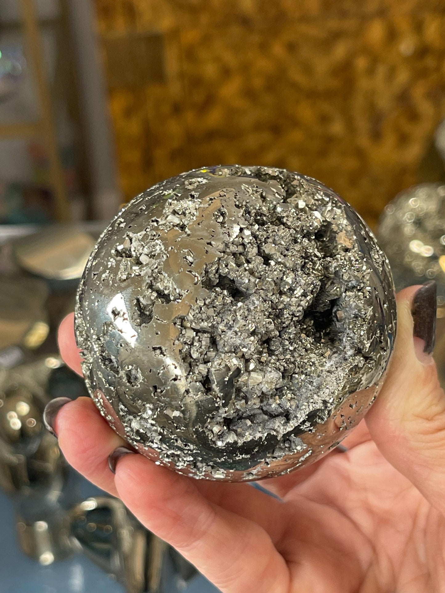Pyrite Sphere – Wealth, Protection & Manifestation Crystal Ball for Energy Work, Home Decor, or Office Desk, Crystal Spheres for Abundance