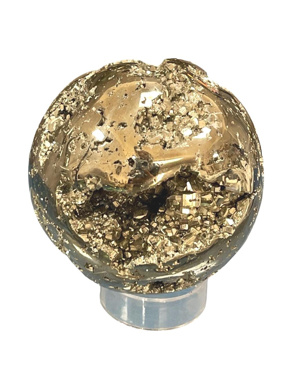 Pyrite Sphere – Wealth, Protection & Manifestation Crystal Ball for Energy Work, Home Decor, or Office Desk, Crystal Spheres for Abundance