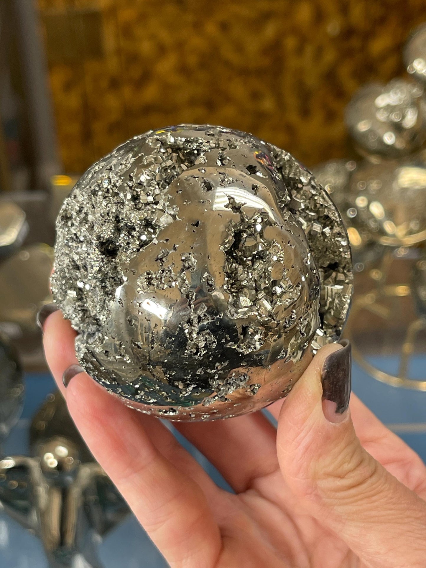 Pyrite Sphere – Wealth, Protection & Manifestation Crystal Ball for Energy Work, Home Decor, or Office Desk, Crystal Spheres for Abundance