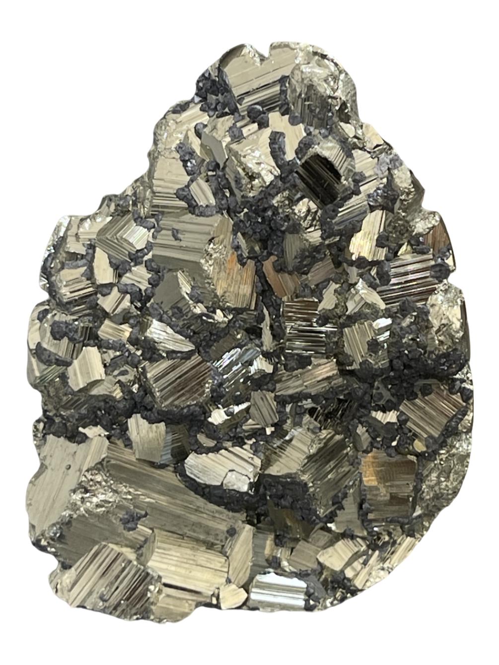 Pyrite Indian Head Skull Carving with Galena, Crystals for Abundance, Protection, Grounding and Spiritual Wisdom, Pyrite Carving,