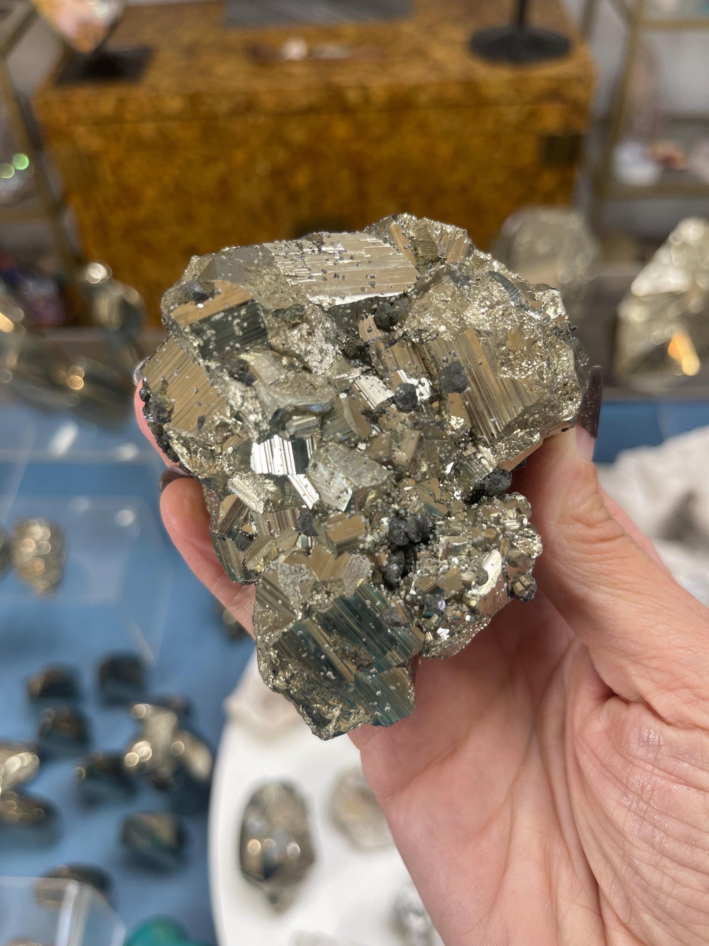 Pyrite Cluster with Galena, Crystals for Manifestation, Abundance, Protection, Pyrite Nugget, Wealth Stone, Grounding and Protection