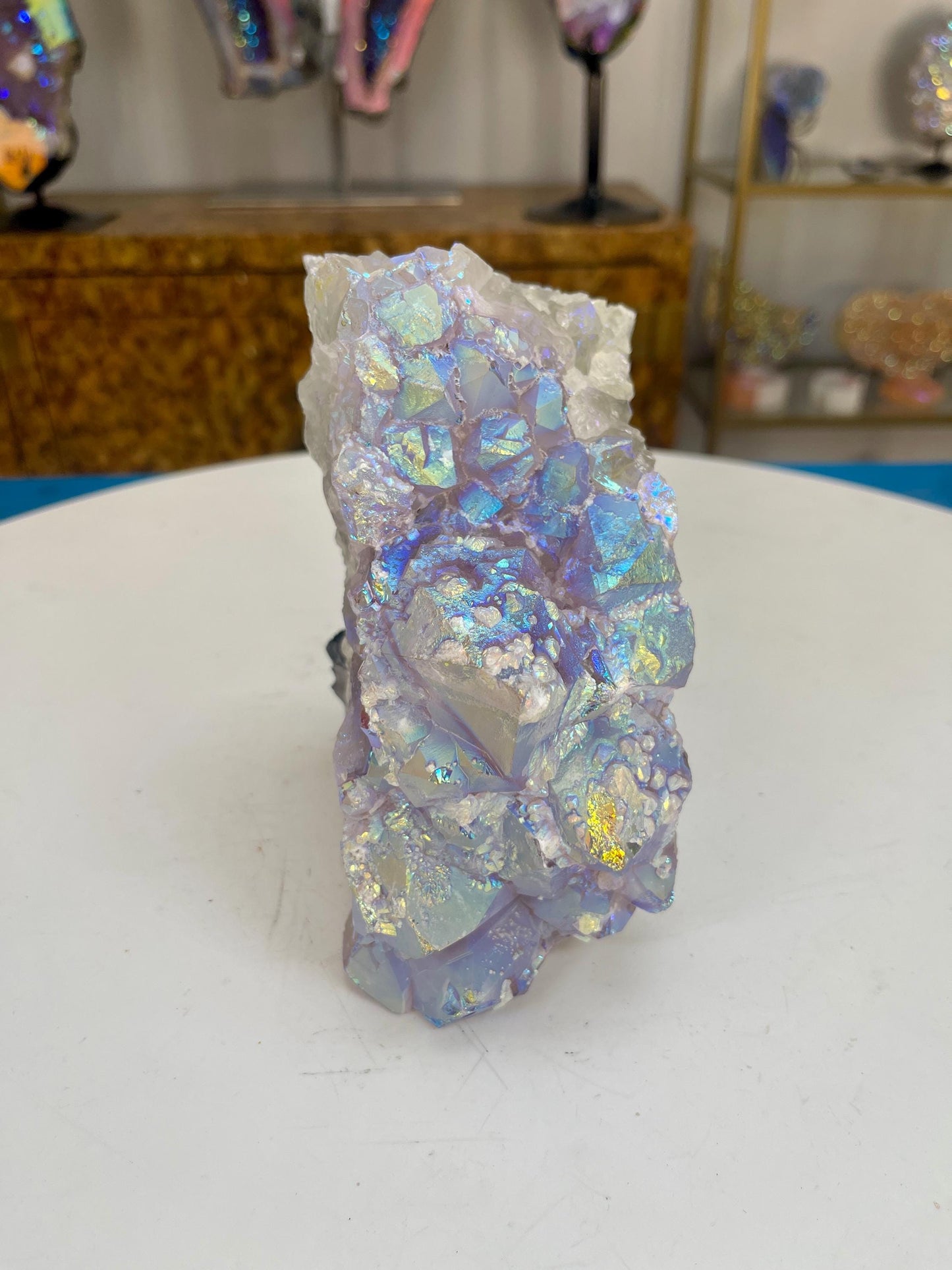Angel Aura Amethyst Cut base, Druzy Amethyst, Amethyst with Calcite, Aura Crystals, Druzy Quartz, Home Decor, Statement piece