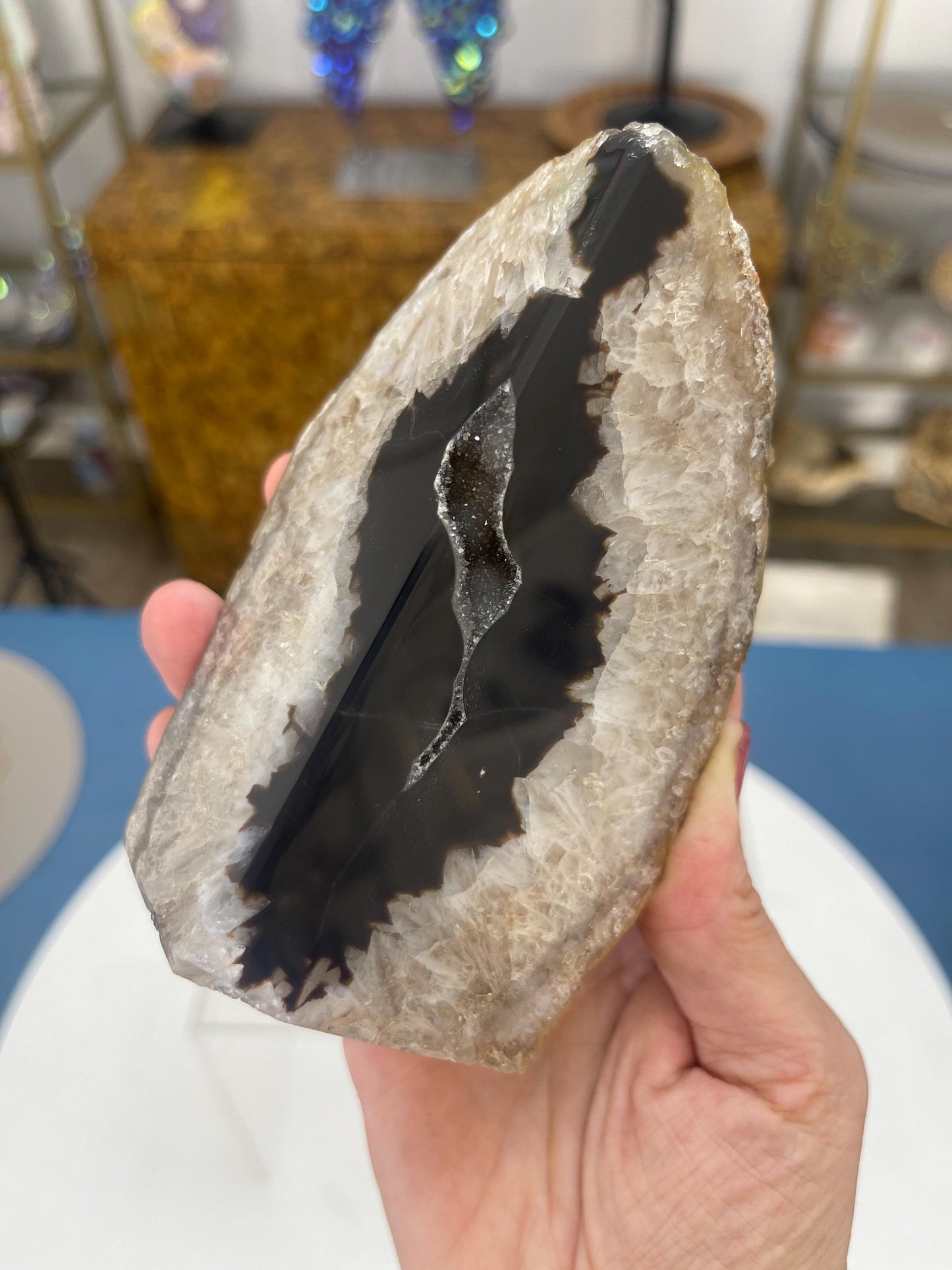 Natural Agate Bookends, Agate Druzy Crystal Display, Home Decor, Housewarming Gift for Him, Library Decor , Rocks and Geodes, Gemstone Decor