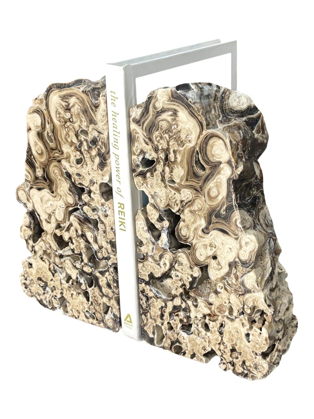 Chocolate Calcite Bookends,Home Decor, Housewarming Gift, Unique Bookends, Neutral Decor, Library Decor, Gifts for Him, Unique Holiday Gifts