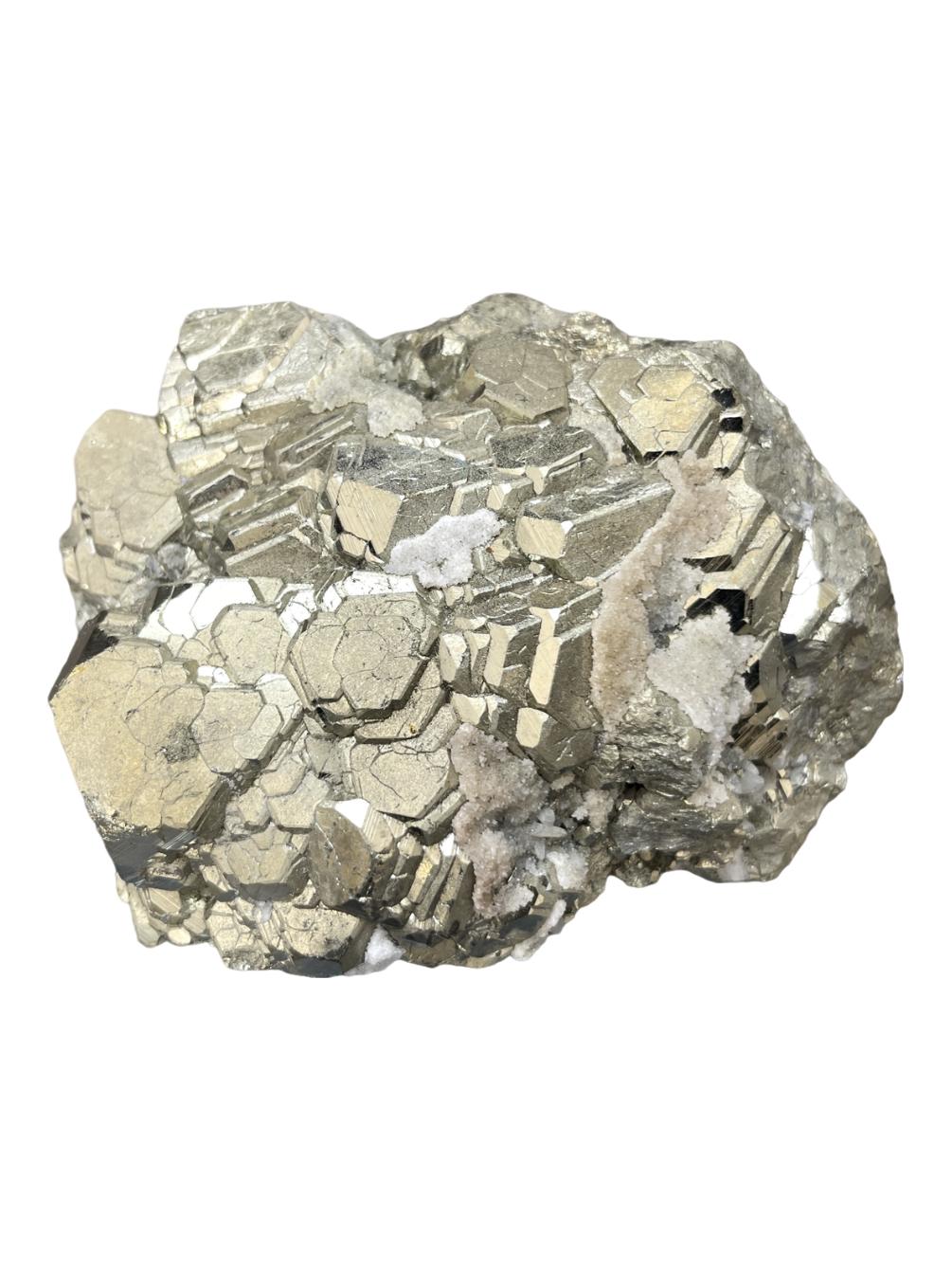 Pyrite Cluster with Quartz, Crystals for Manifestation, Abundance, Protection, Confidence, Pyrite Nugget, Wealth Stone, Grounding Protection