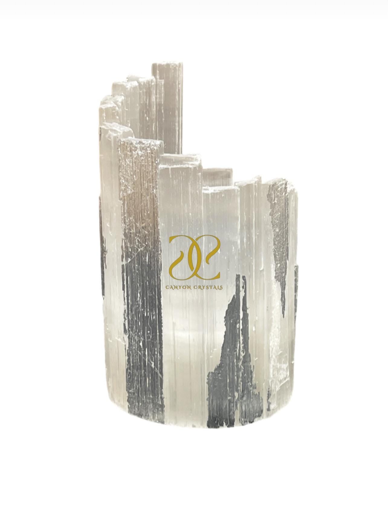 Luxury Silver Candleholder, Elegant Wedding Decor Gift for Wedding, Silver Leaf Selenite Candle, Art Deco Silver Decor, Holiday Table Decor