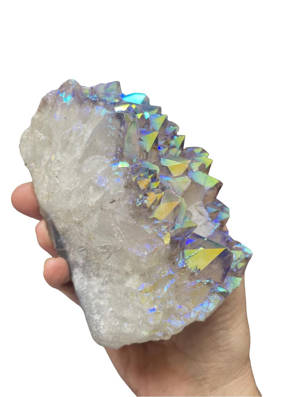 Angel Aura Air Plant Holder, Aura Amethyst Candle Holder, Taper Candle Holder, Rainbow Aura Crystals, Home Decor, Crystal Candleholders