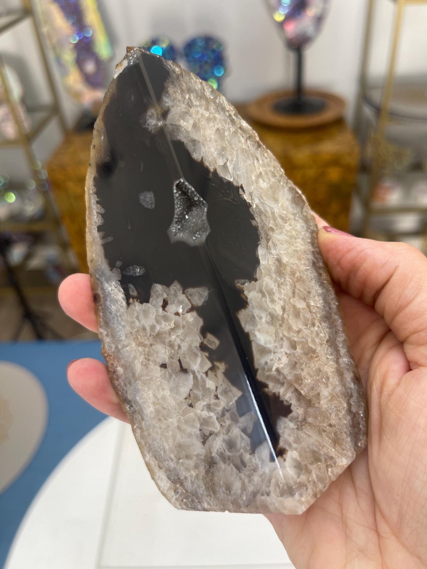 Natural Agate Bookends, Agate Druzy Crystal Display, Home Decor, Housewarming Gift for Him, Library Decor , Rocks and Geodes, Gemstone Decor